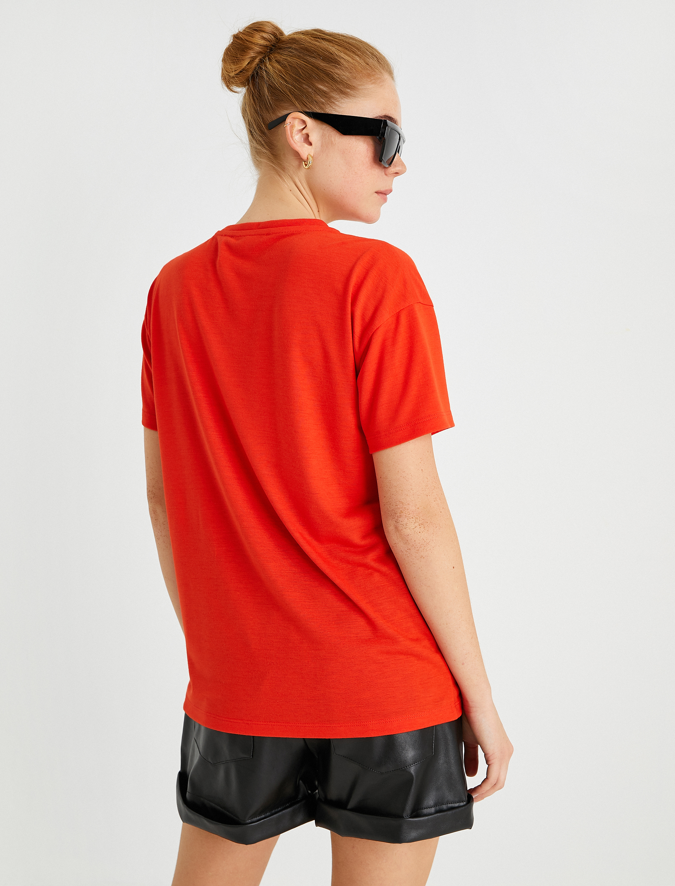   Slogan Baskılı Tişört Kısa Kollu Bisiklet Yaka