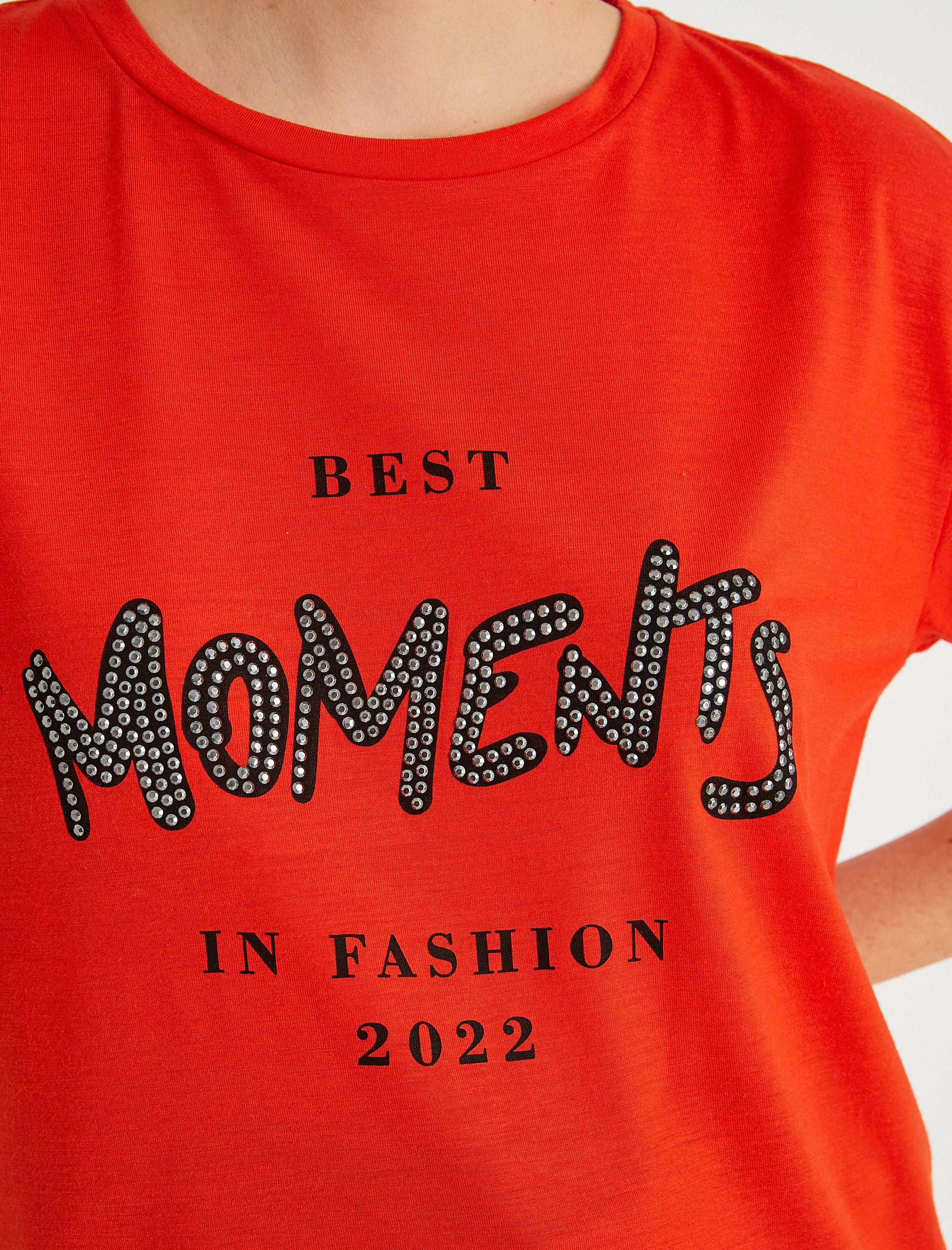   Slogan Baskılı Tişört Kısa Kollu Bisiklet Yaka