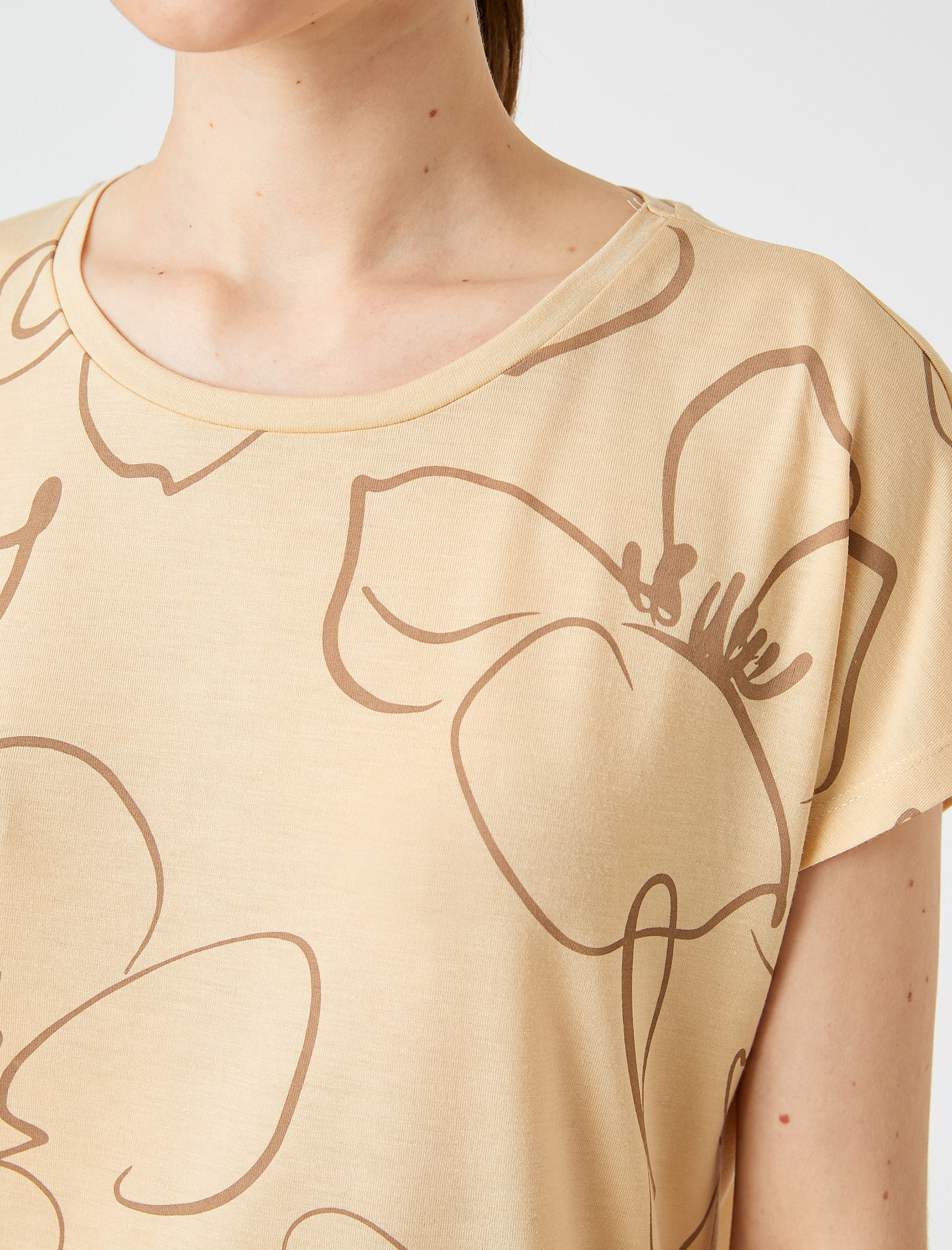   Baskılı Tişört Kısa Kollu Bisiklet Yaka