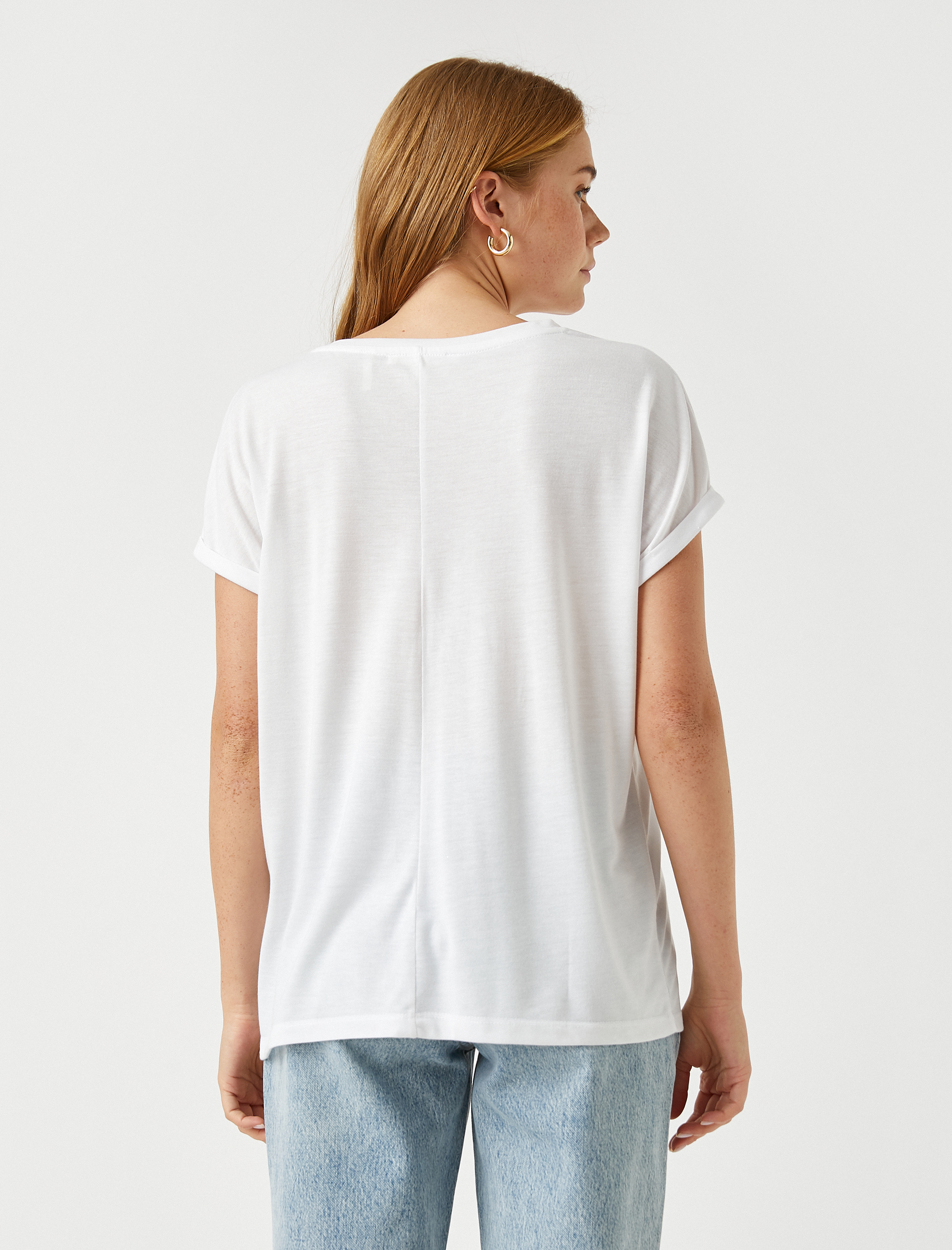   Bisiklet Yaka Kısa Kollu Baskılı Tişört