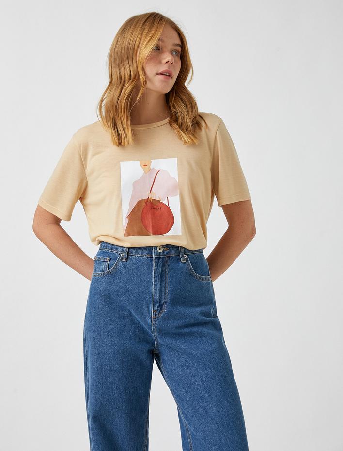  Baskılı Kısa Kollu Tişört