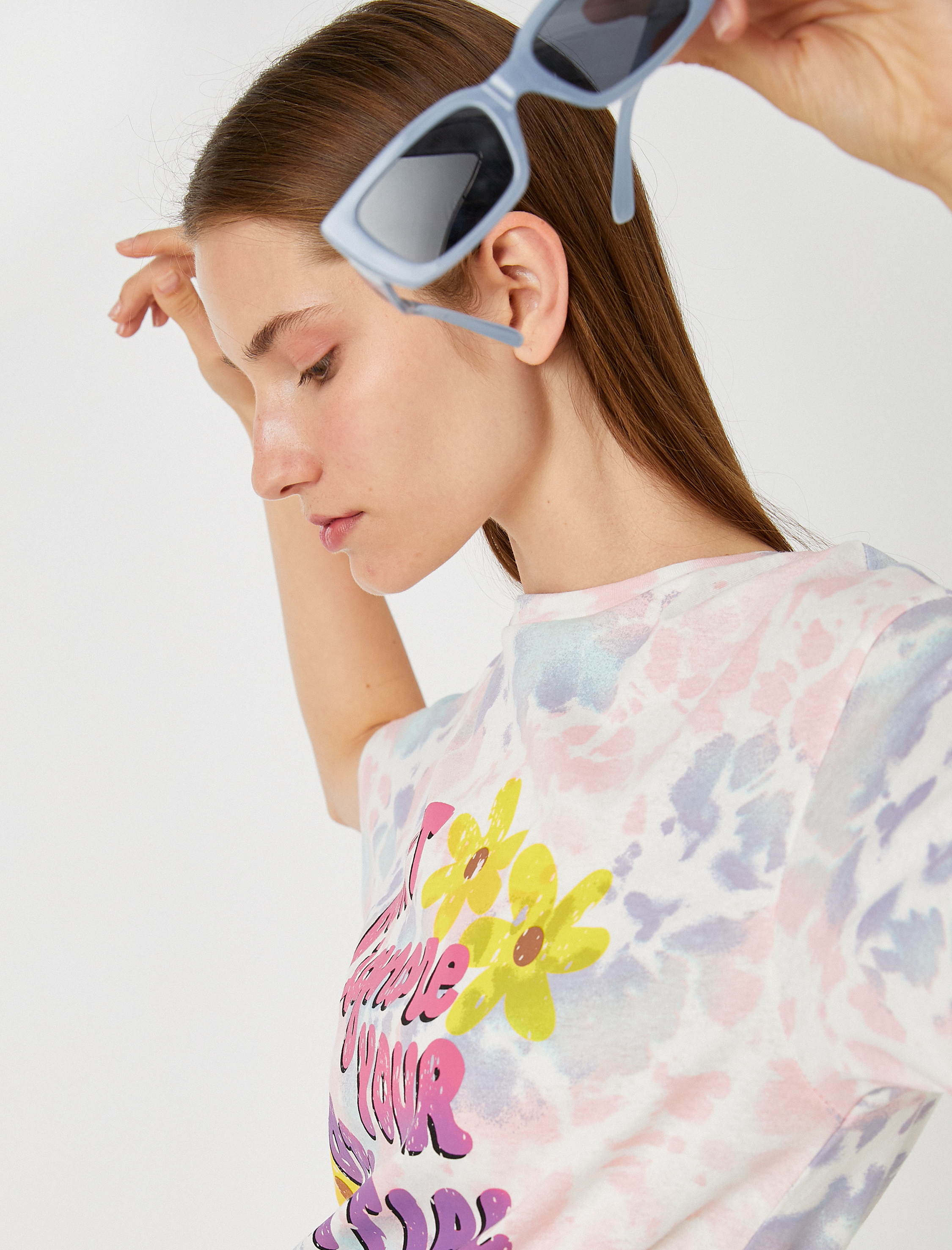   Slogan Baskılı Tişört Bisiklet Yaka