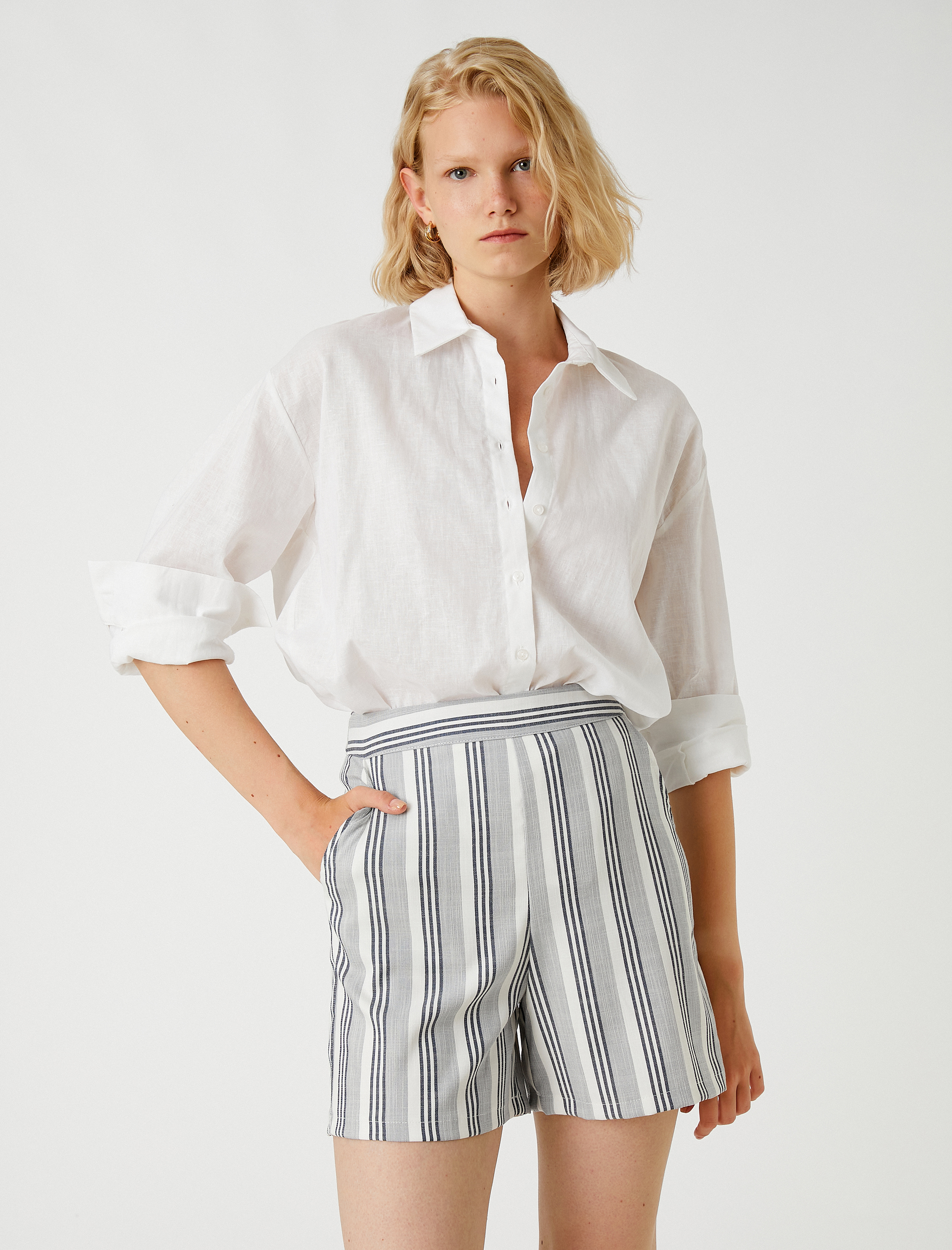   Cepli Şort Yüksek Bel