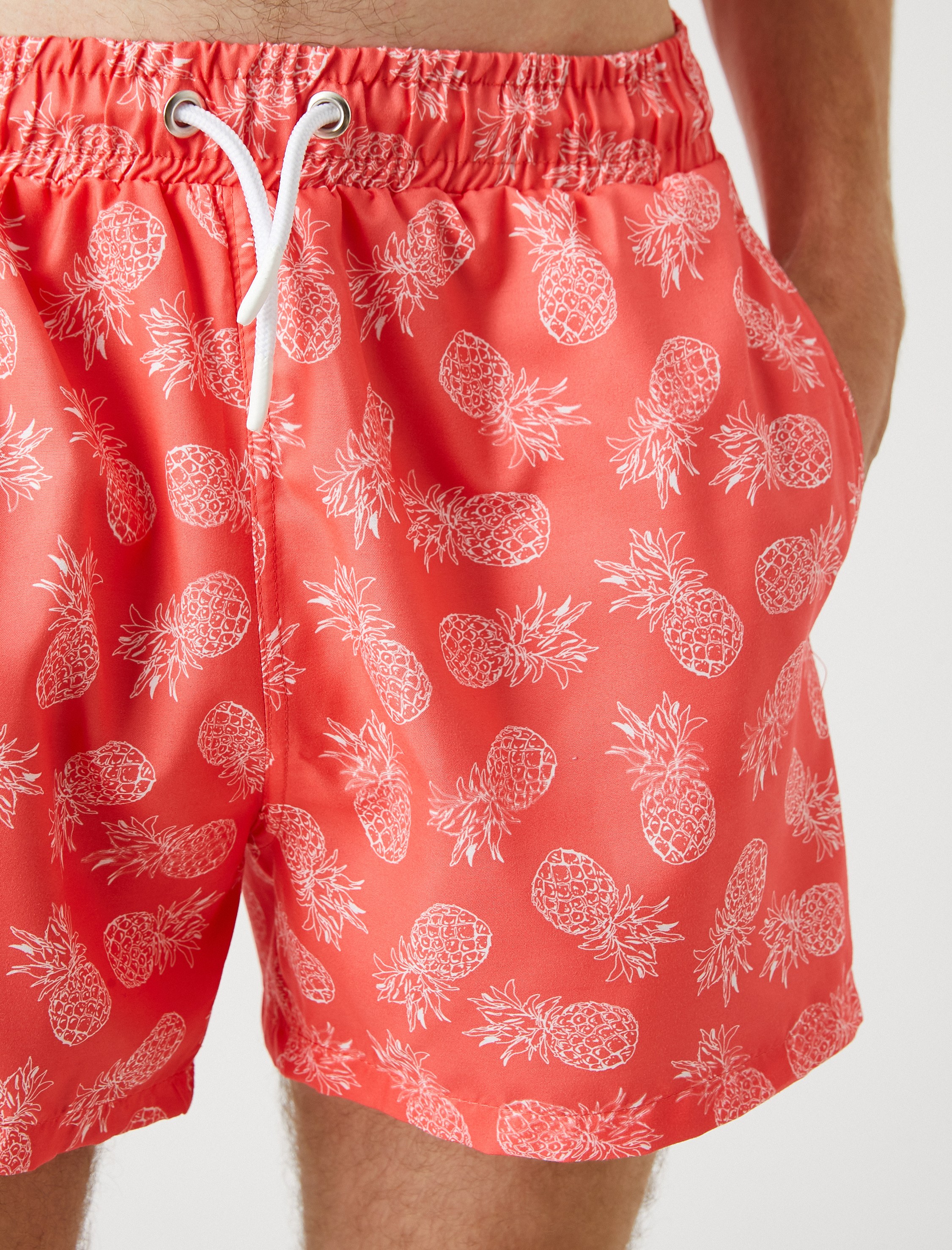   Mayo Şort Ananas Baskılı Cepli Beli Bağcıklı