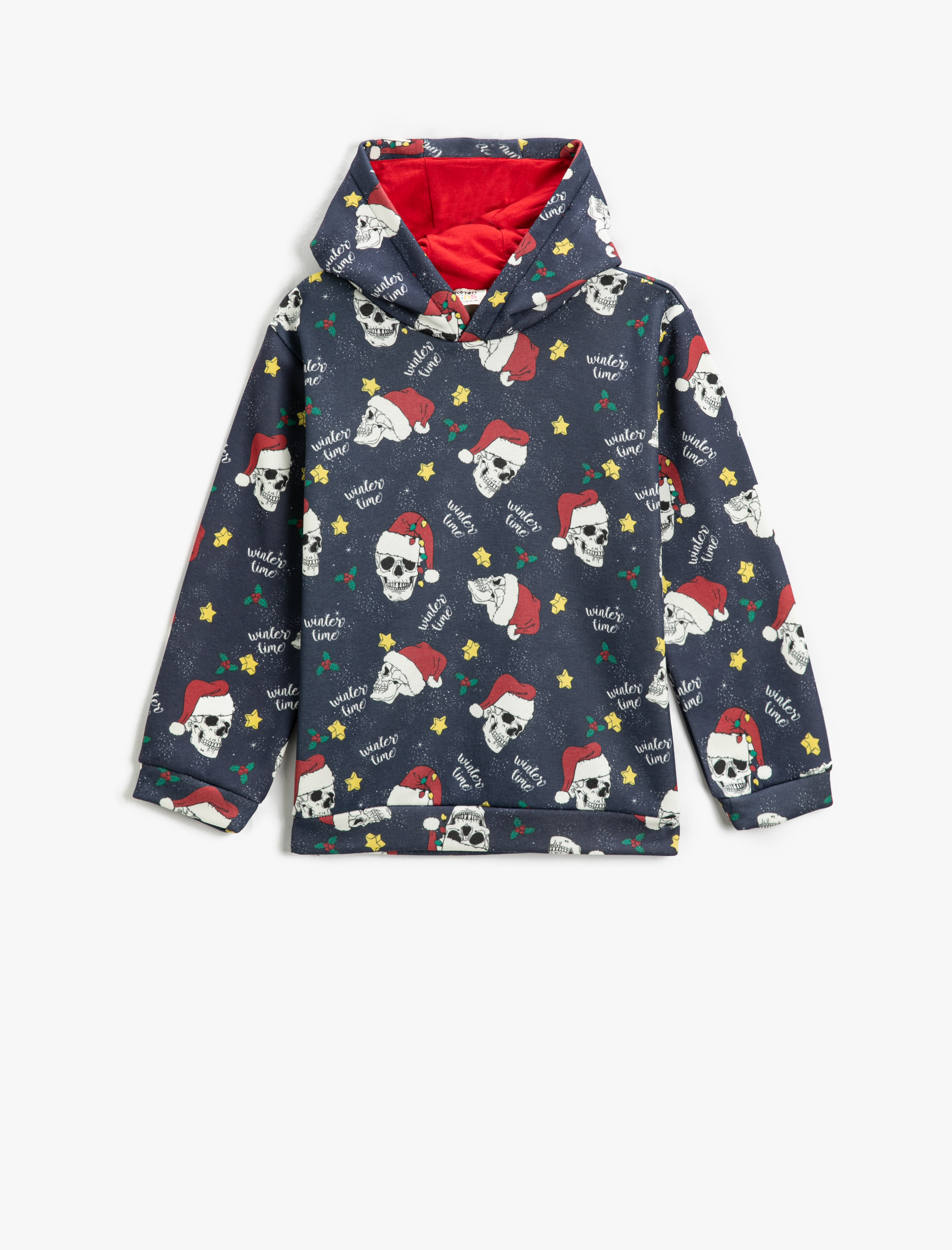  Erkek Çocuk Baskılı Kapüşonlu Sweathirt Uzun Kollu