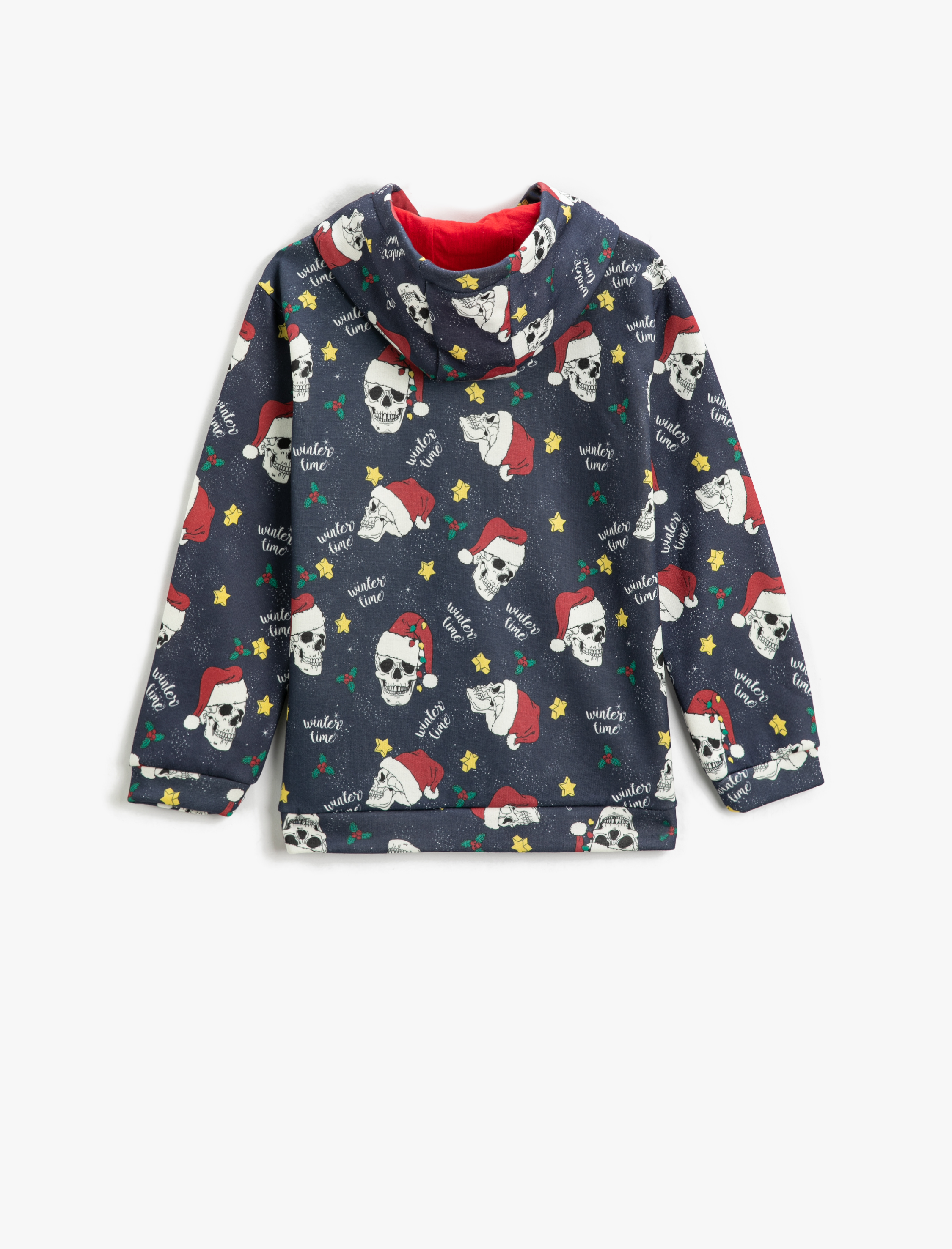  Erkek Çocuk Baskılı Kapüşonlu Sweathirt Uzun Kollu