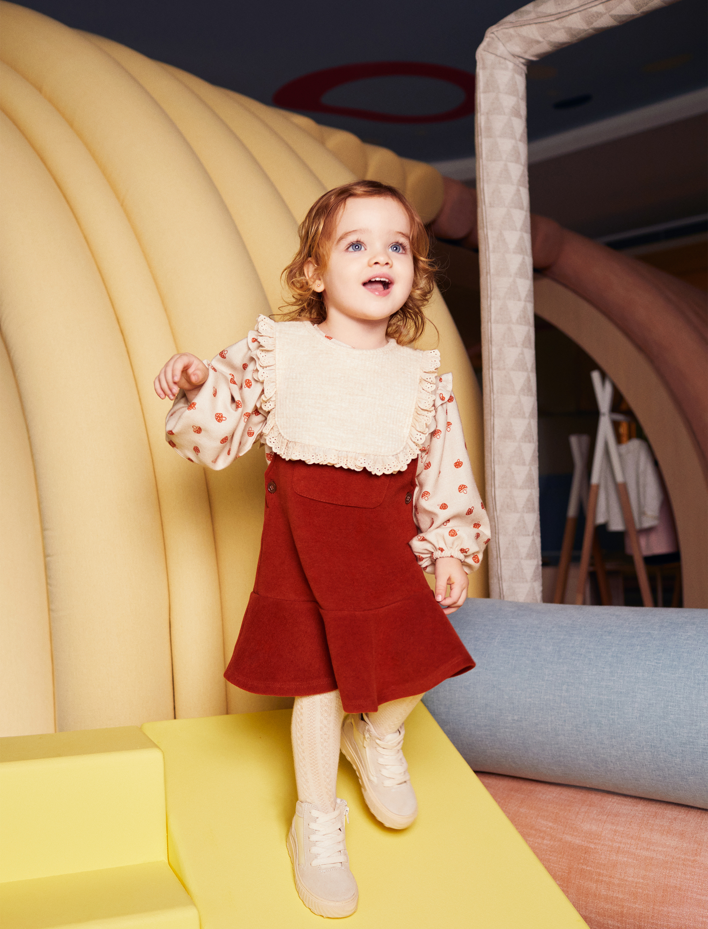  Kız Bebek Kadife Salopet Elbise Cep Detaylı