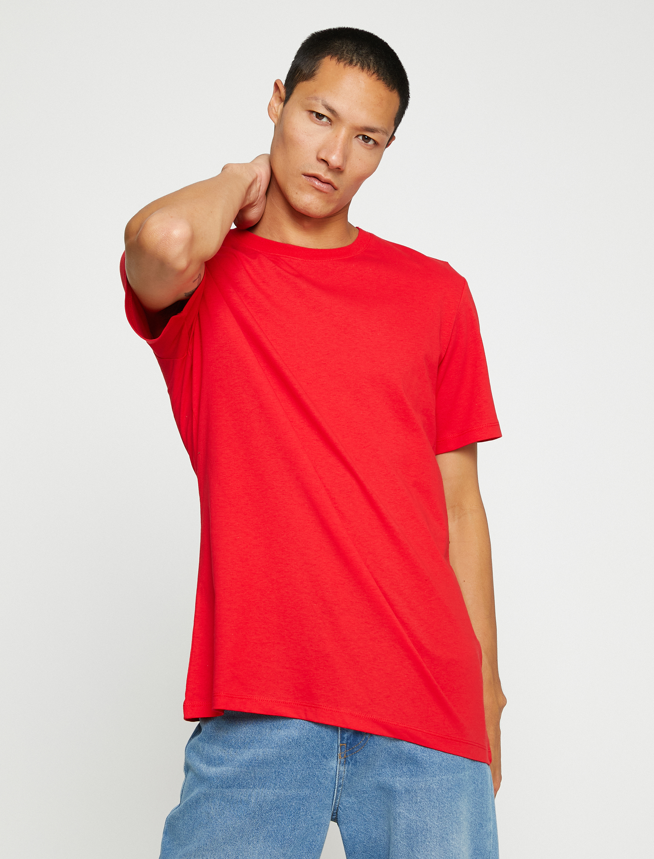   Basic Tişört Slim Fit Bisiklet Yaka Kısa Kollu Pamuklu