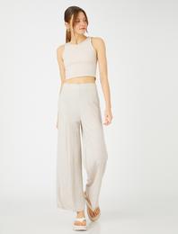 Bol Paça Pantolon Rahat Kesim Beli Lastikli