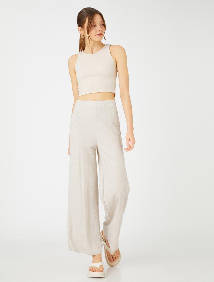  Bol Paça Pantolon Rahat Kesim Beli Lastikli