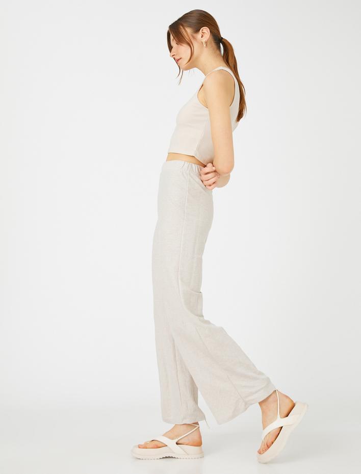  Bol Paça Pantolon Rahat Kesim Beli Lastikli