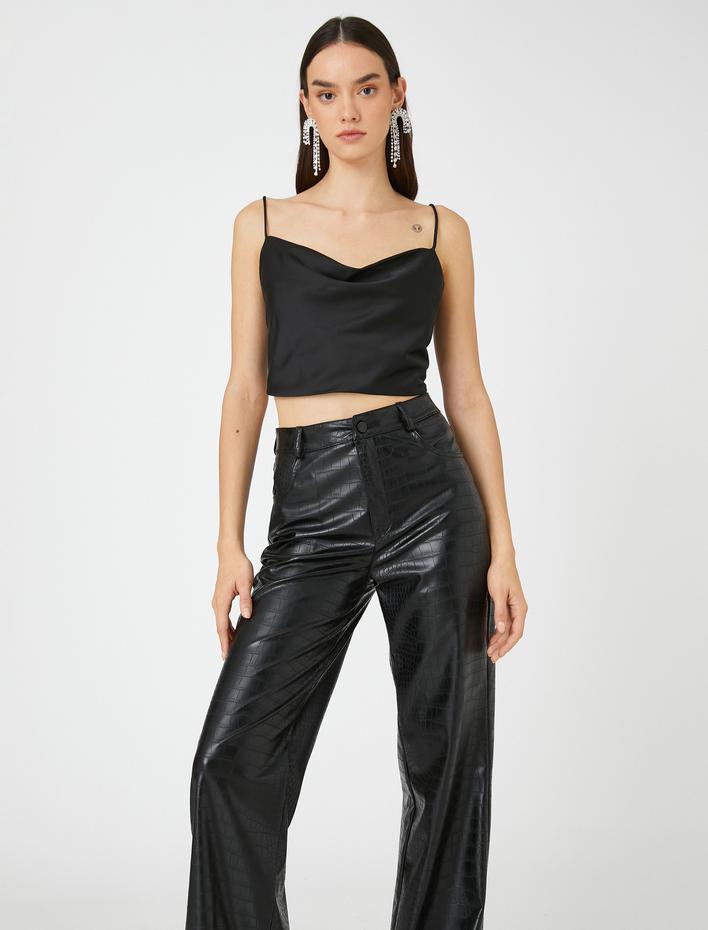  Askılı Saten Abiye Bluz Sırtı Bağlama Detaylı