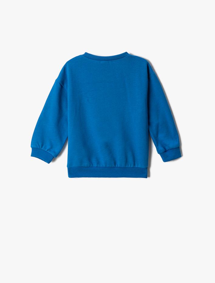 Erkek Bebek Baskılı Sweatshirt Uzun Kollu Bisiklet Yaka Slogan Temalı