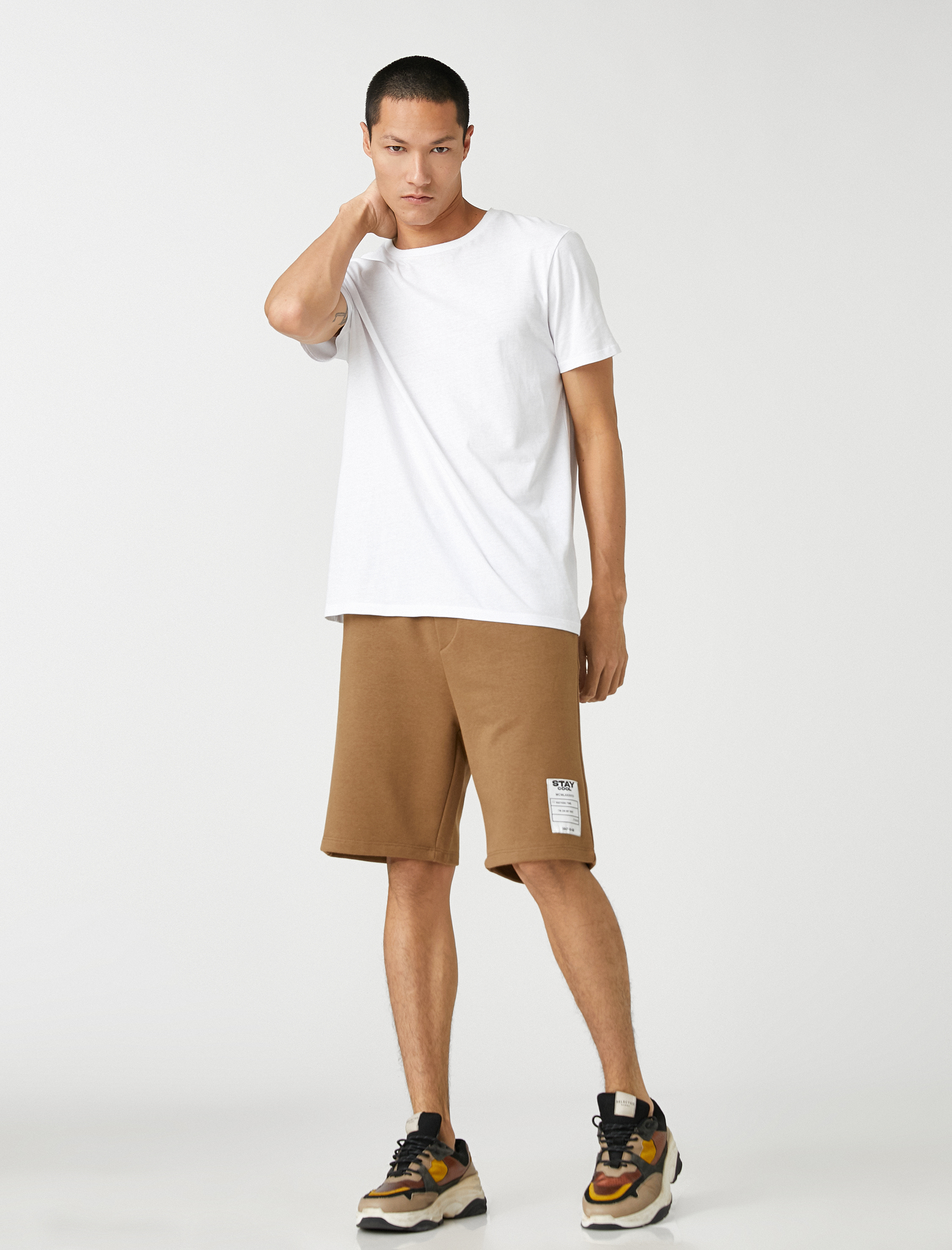   Basic Şort Beli Bağcıklı Slogan Etiket Baskılı Cepli