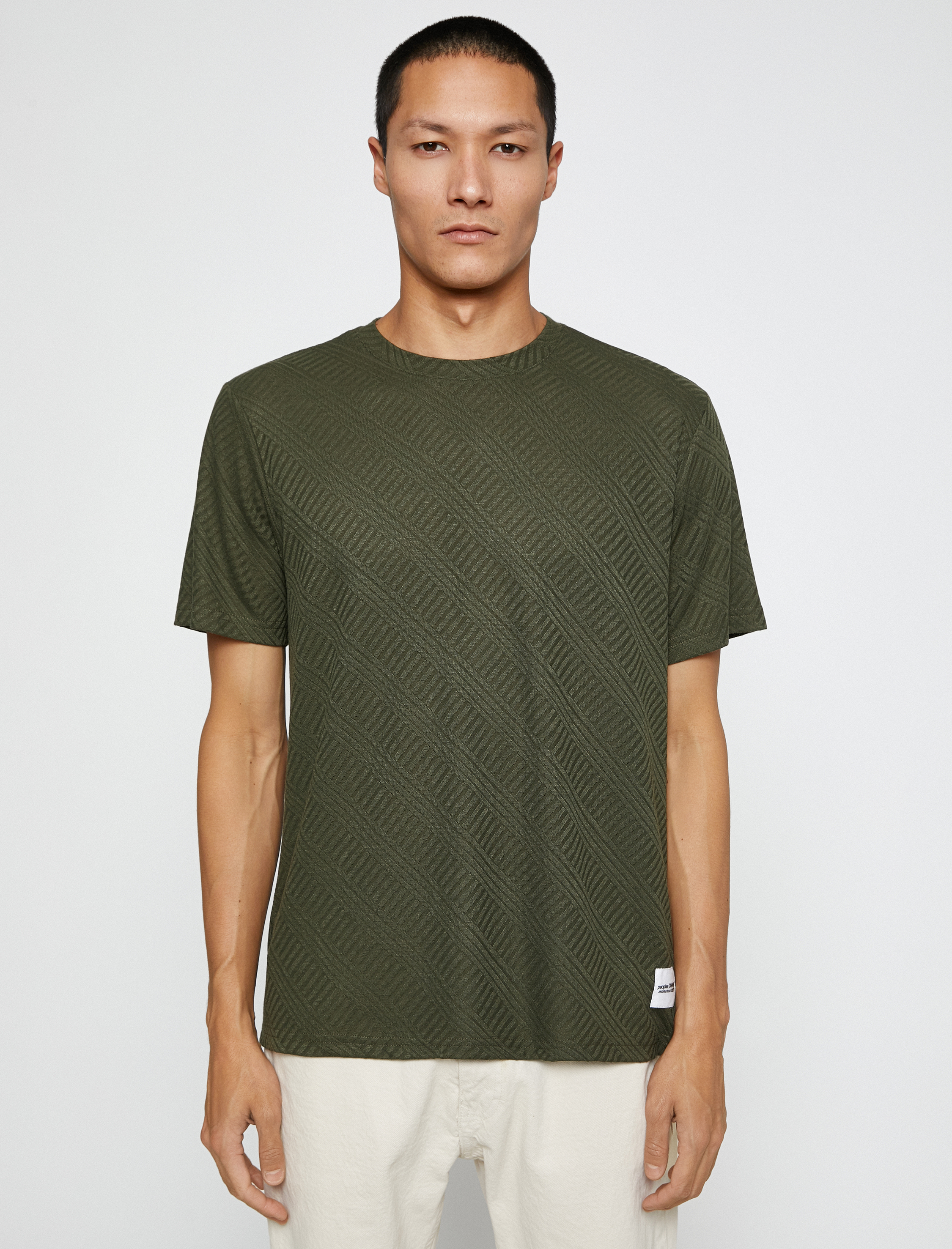   Basic Jakarlı Tişört Bisiklet Yaka Kısa Kollu