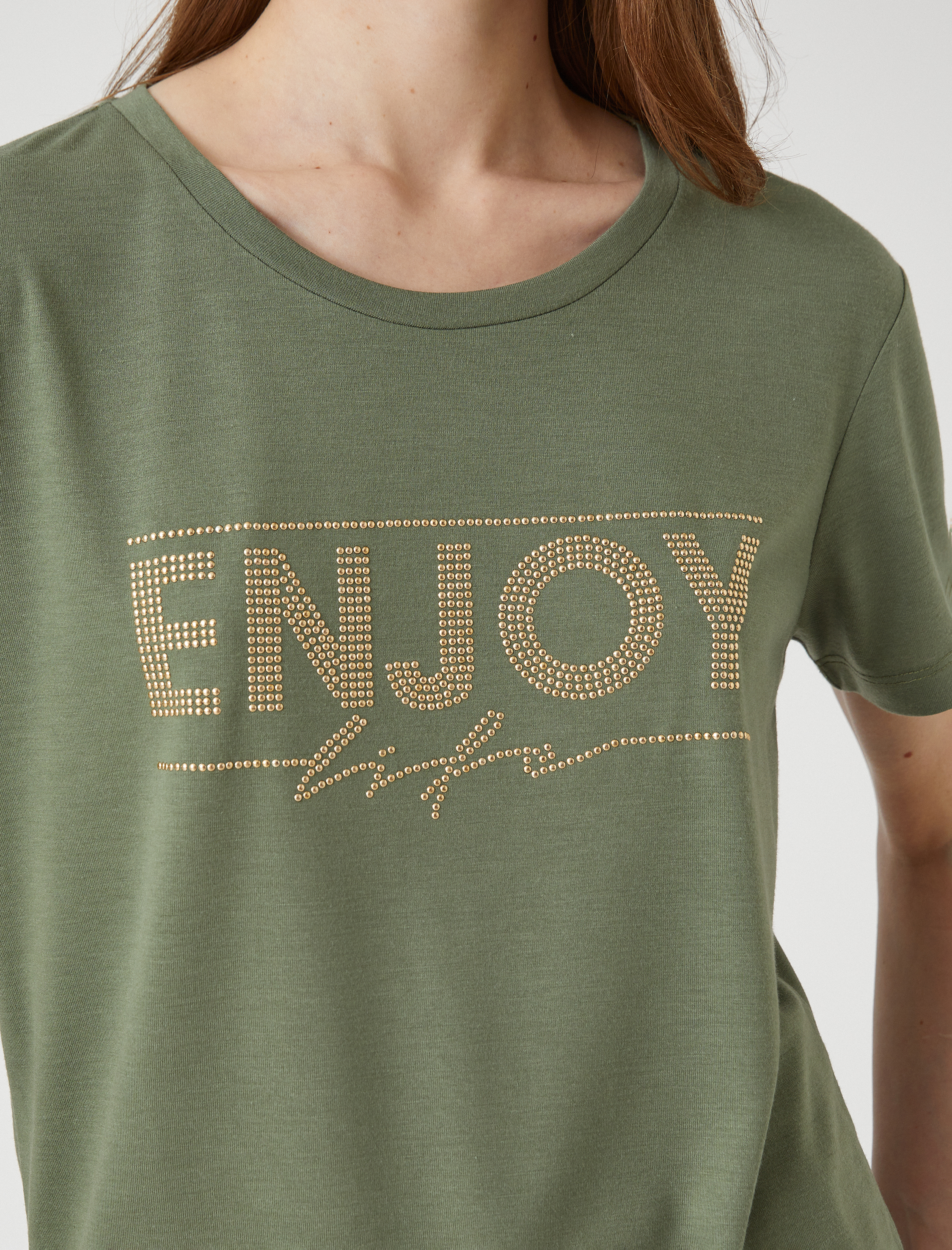   Taşlı Tişört Kısa Kollu Bisiklet Yaka