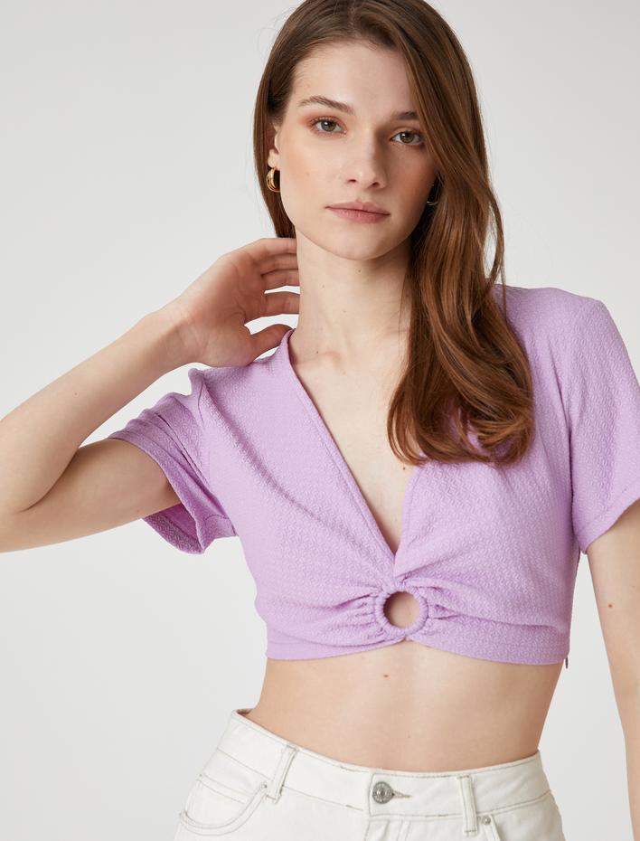  Crop Bluz Halka Detaylı