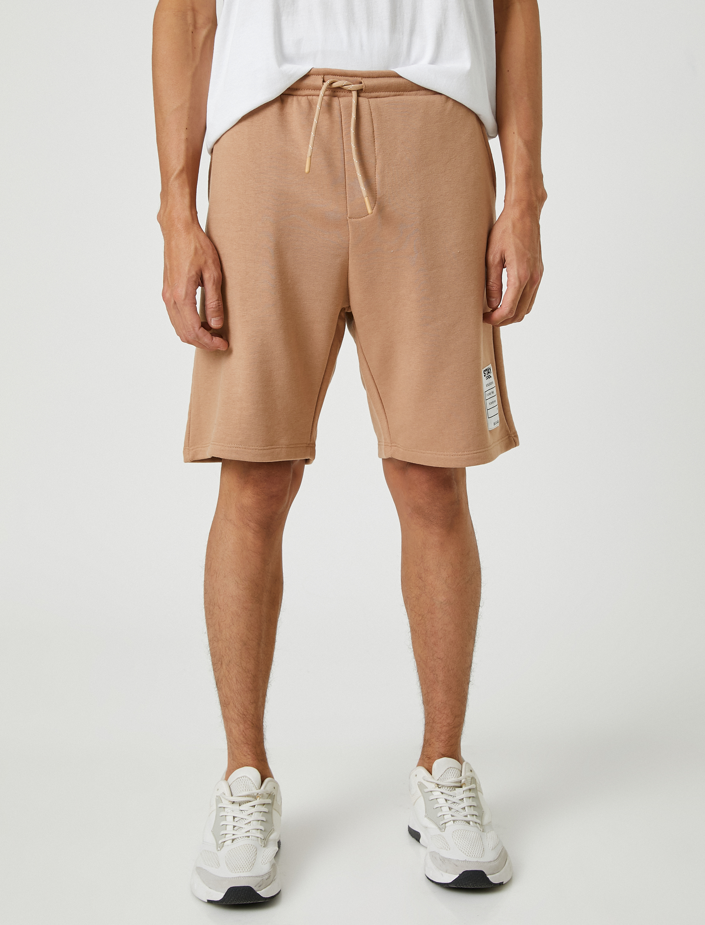   Basic Şort Beli Bağcıklı Slogan Etiket Baskılı Cepli