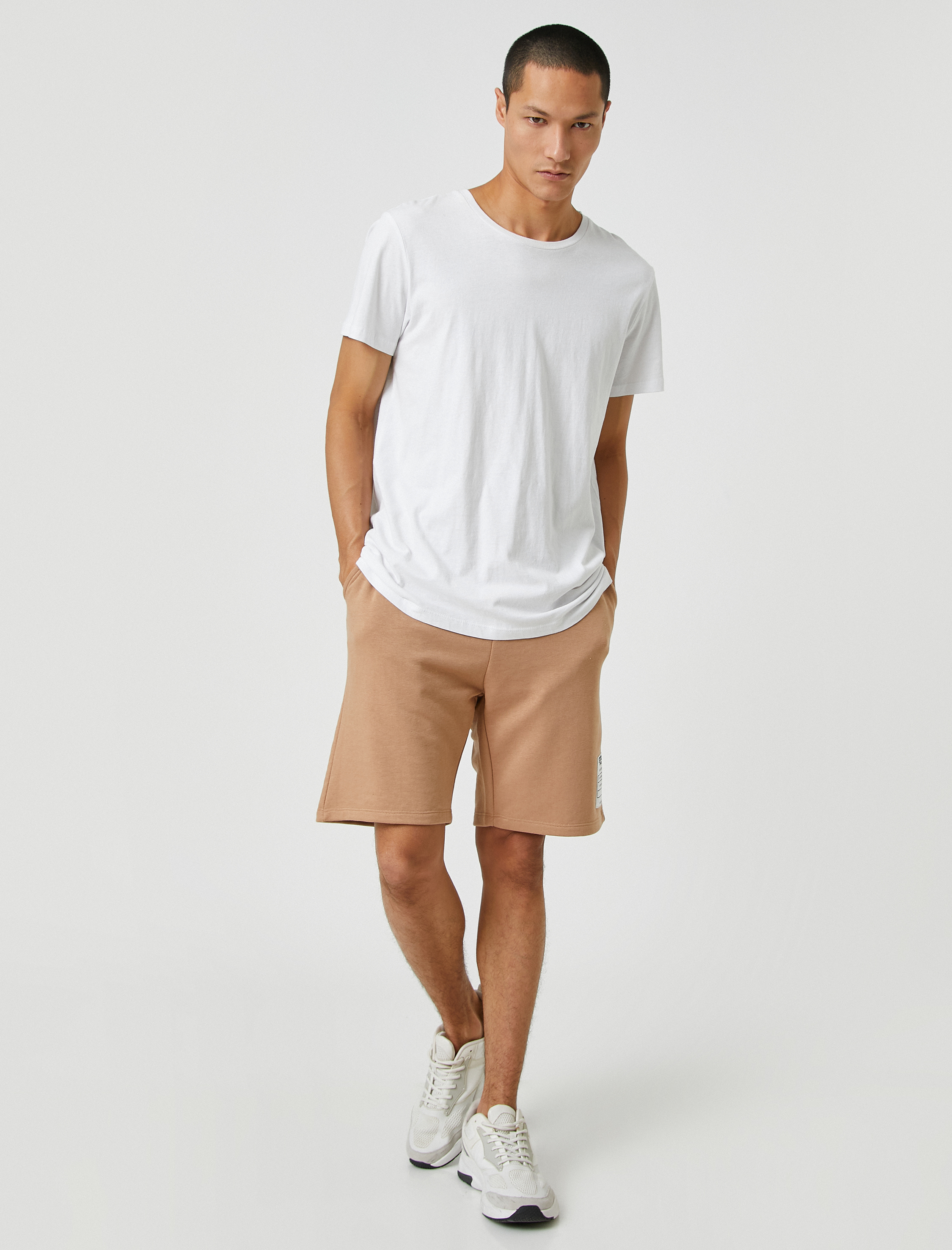   Basic Şort Beli Bağcıklı Slogan Etiket Baskılı Cepli