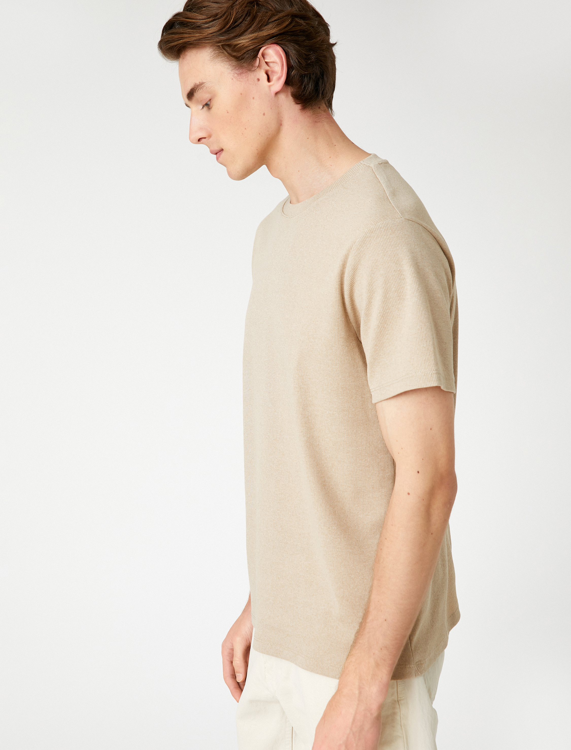   Basic Kaşkorse Tişört Bisiklet Yaka Kısa Kollu