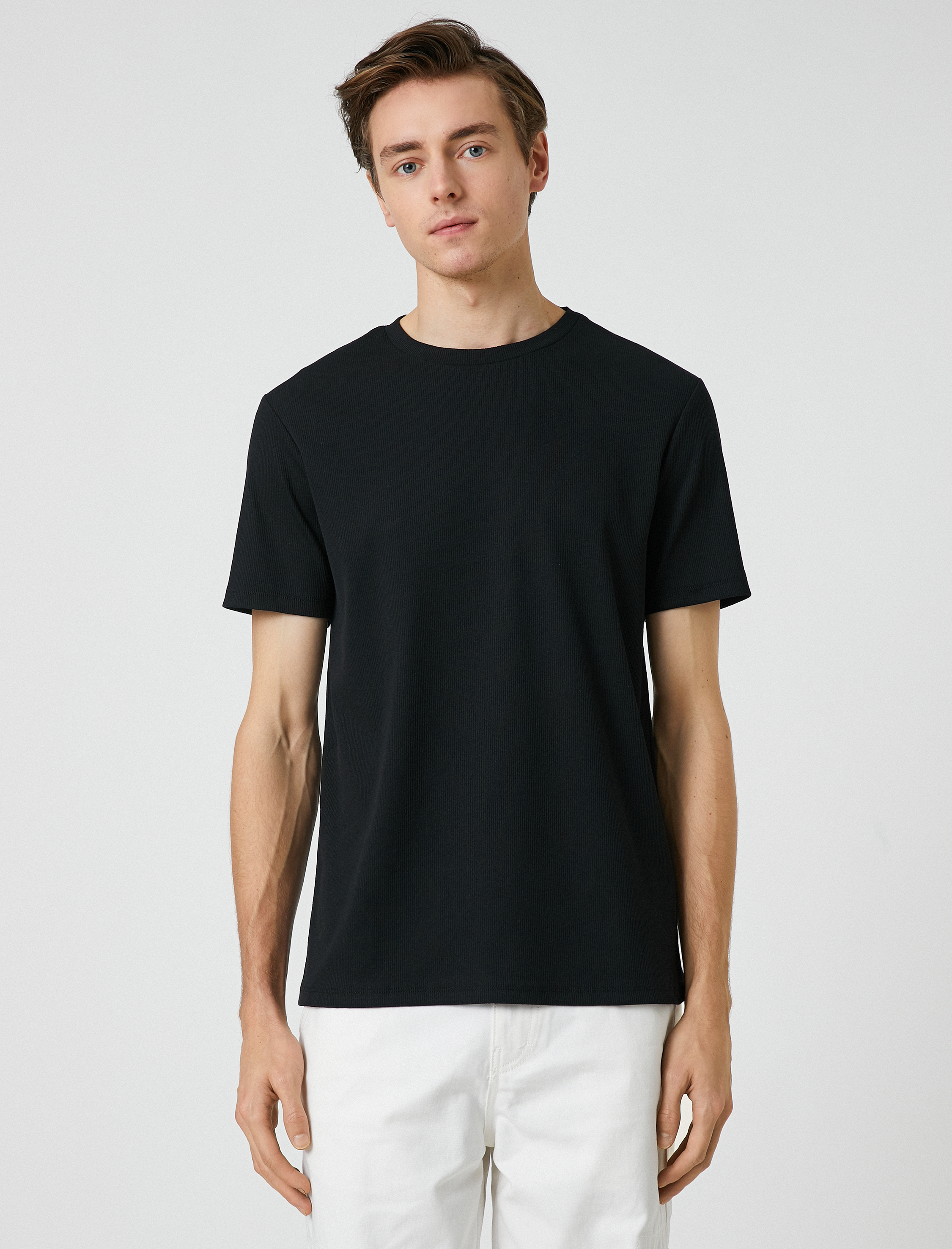   Basic Kaşkorse Tişört Bisiklet Yaka Kısa Kollu