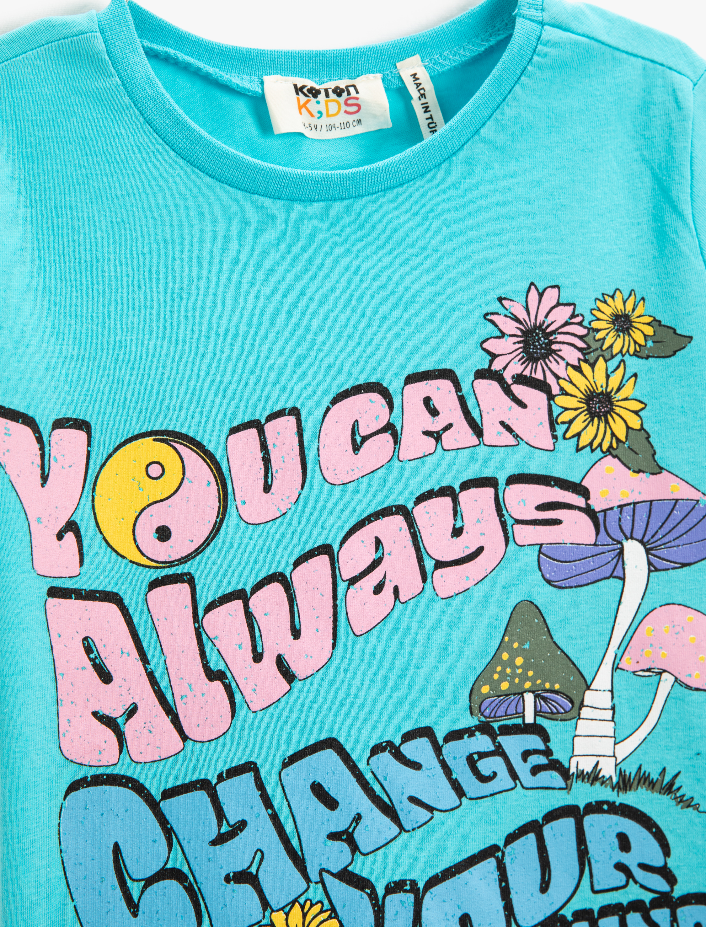  Kız Çocuk Baskılı Kısa Kollu Tişört Bisiklet Yaka