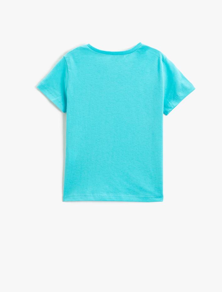 Kız Çocuk Baskılı Kısa Kollu Tişört Bisiklet Yaka