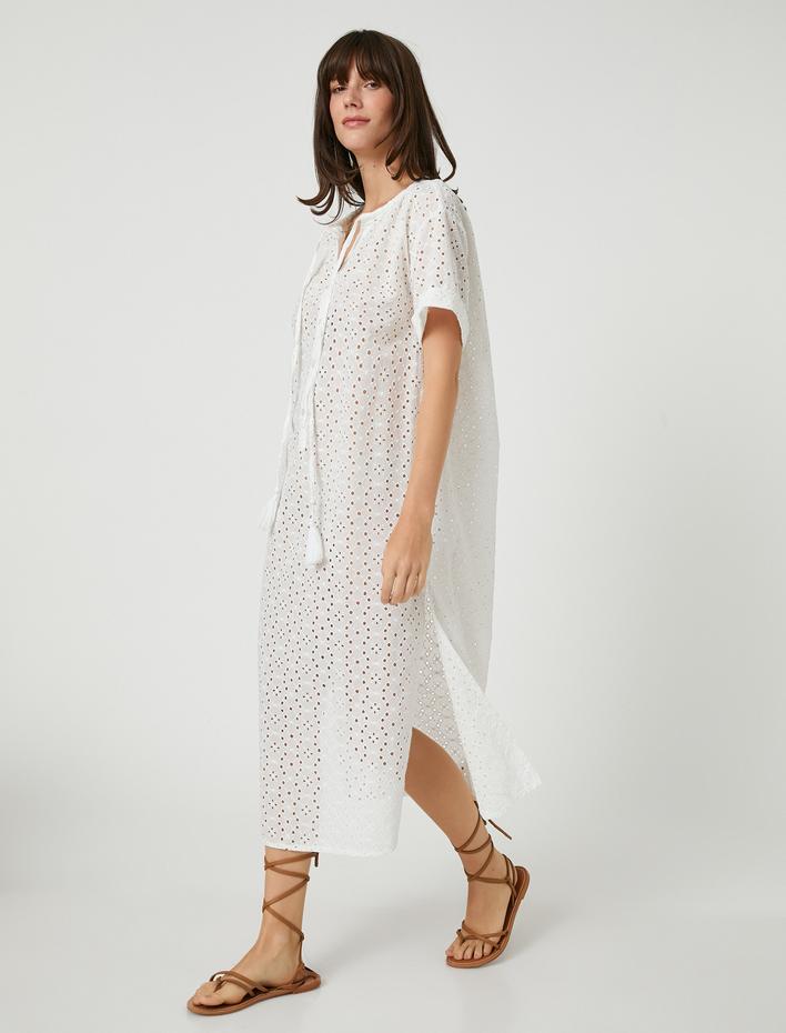  Uzun Gömlek Fisto Elbise Kısa Kollu