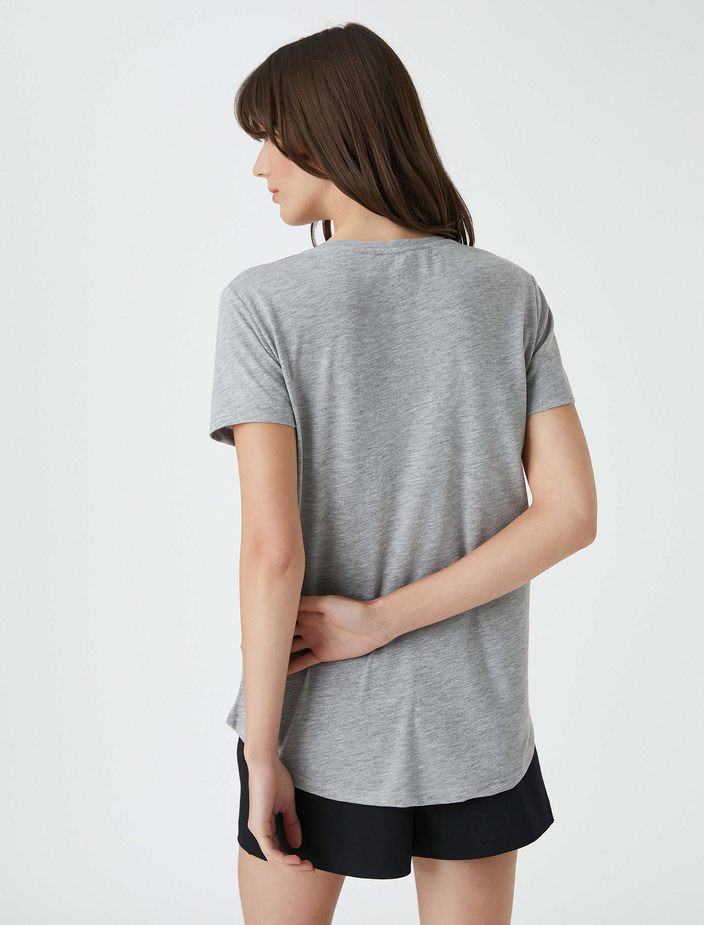   Leopar Baskılı Tişört Kısa Kollu Bisiklet Yaka