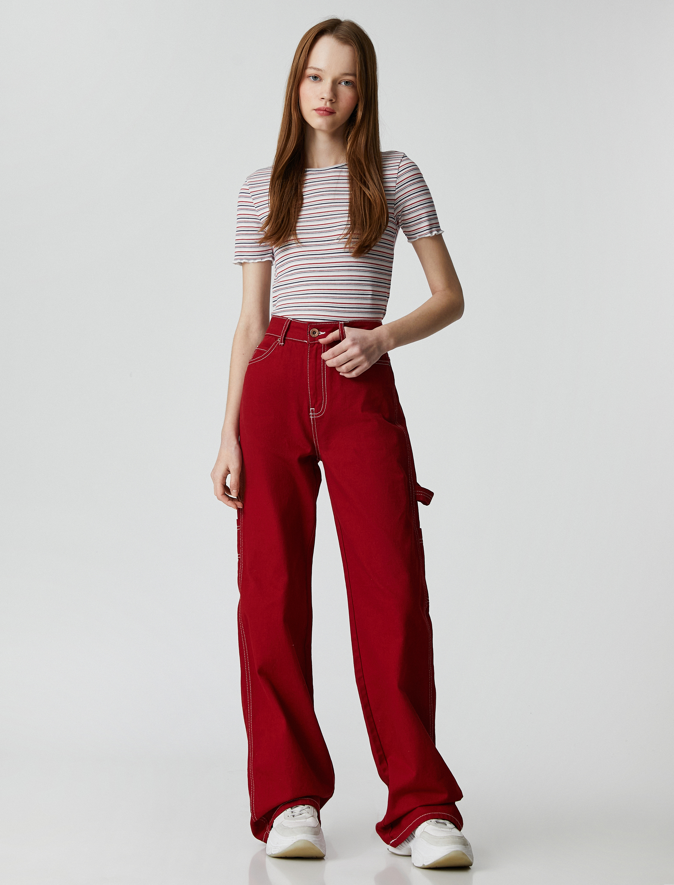   Crop Tişört Bisiklet Yaka Kısa Kollu