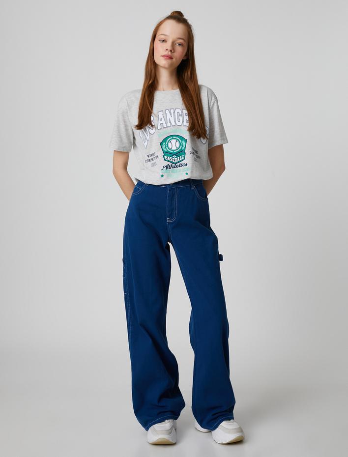  Kolej Tişört Kısa Kollu Bisiklet Yaka Baskılı