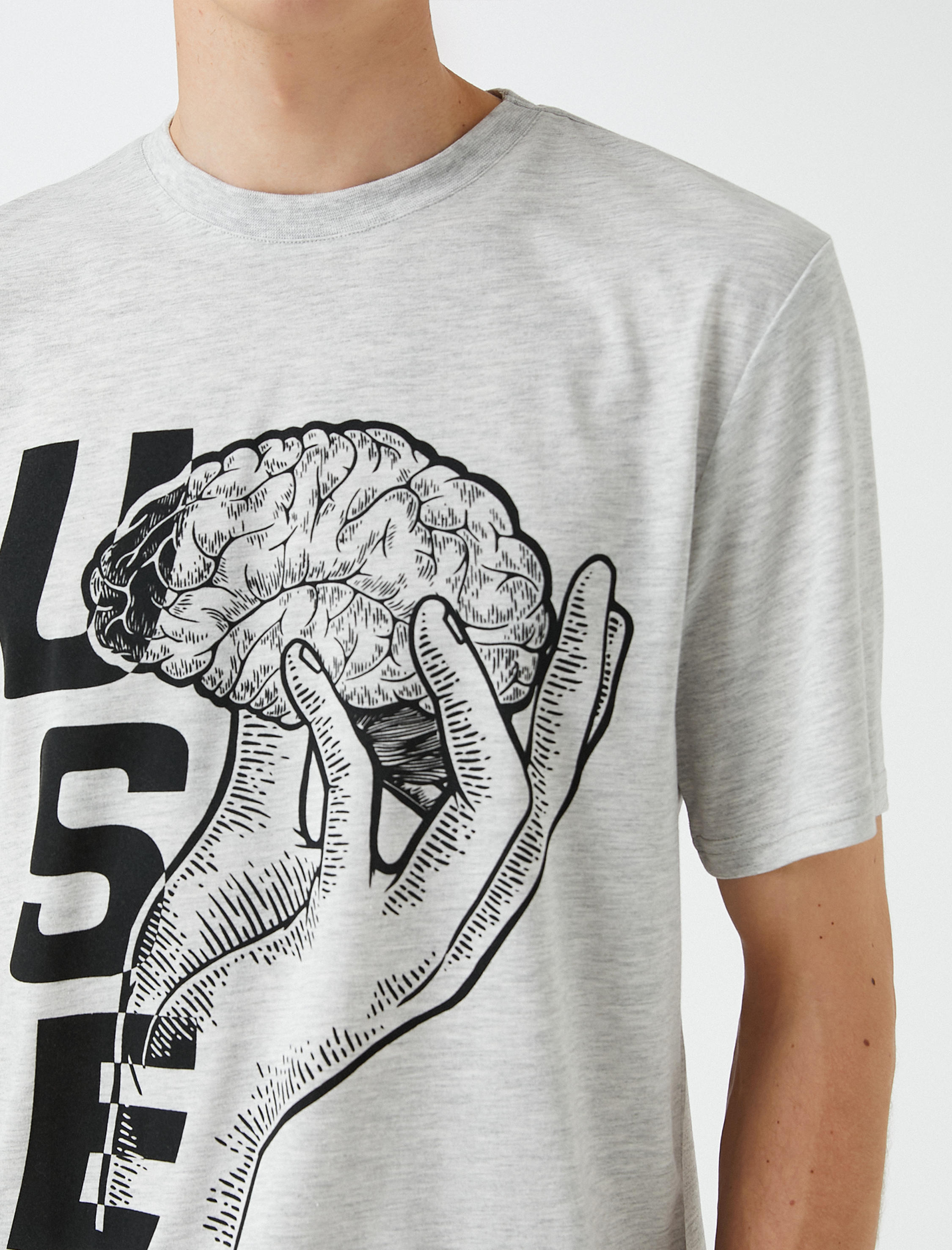   Slogan Baskılı Tişört Bisiklet Yaka Kısa Kollu