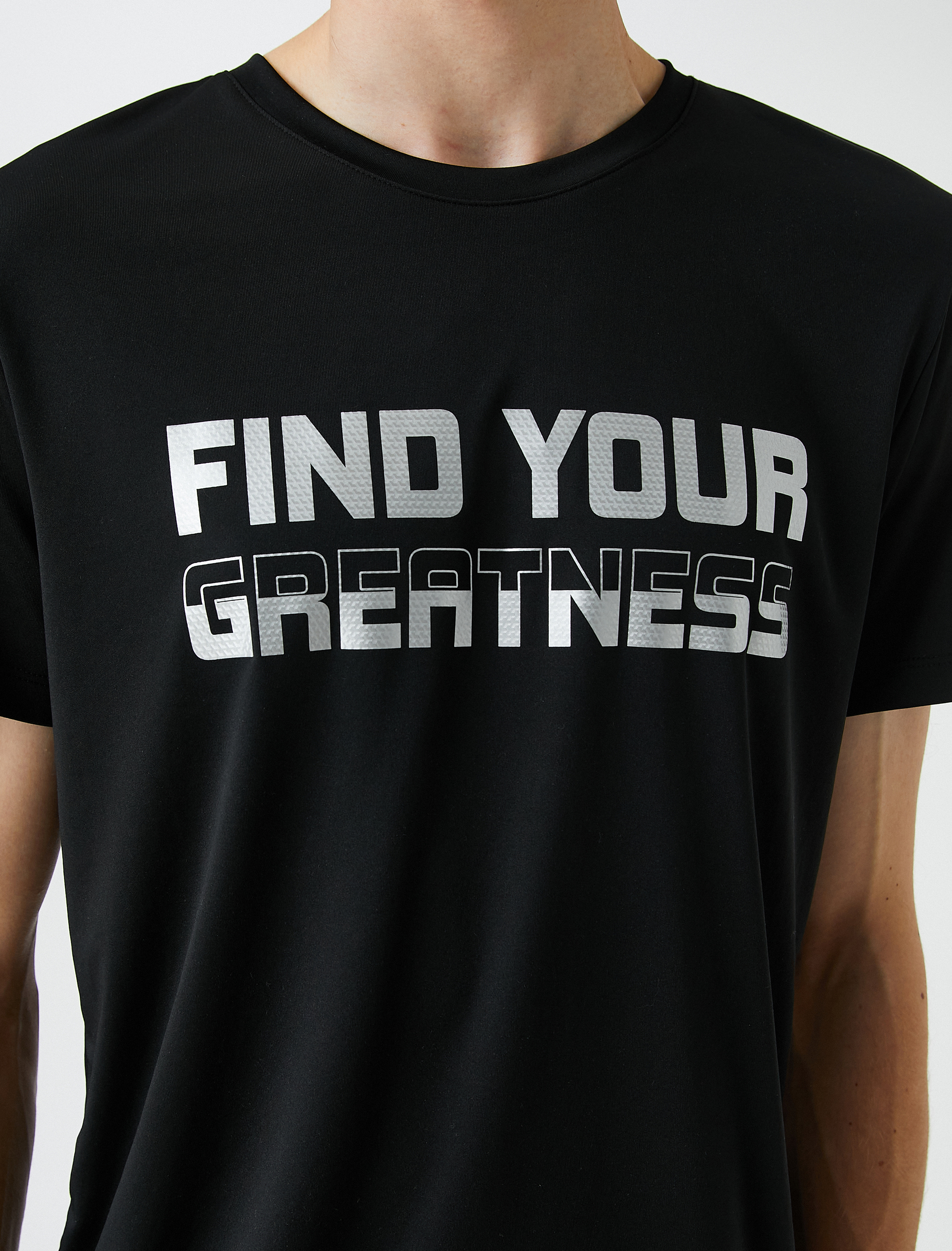   Spor Tişört Slogan Baskılı Bisiklet Yaka Kısa Kollu