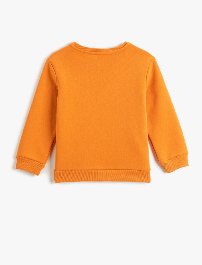Erkek Çocuk Hayvanlar Baskılı Sweatshirt Uzun Kollu Bisiklet Yaka Şardonlu