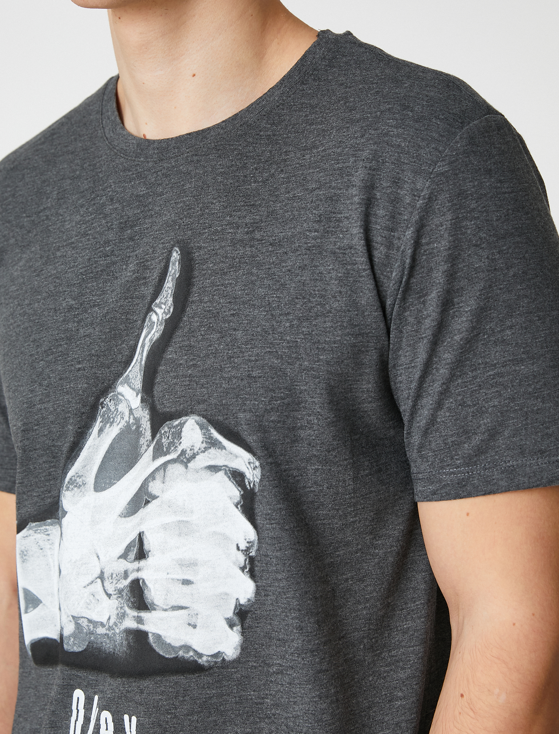   Bisiklet Yaka Tişört Slogan Baskılı Kısa Kollu