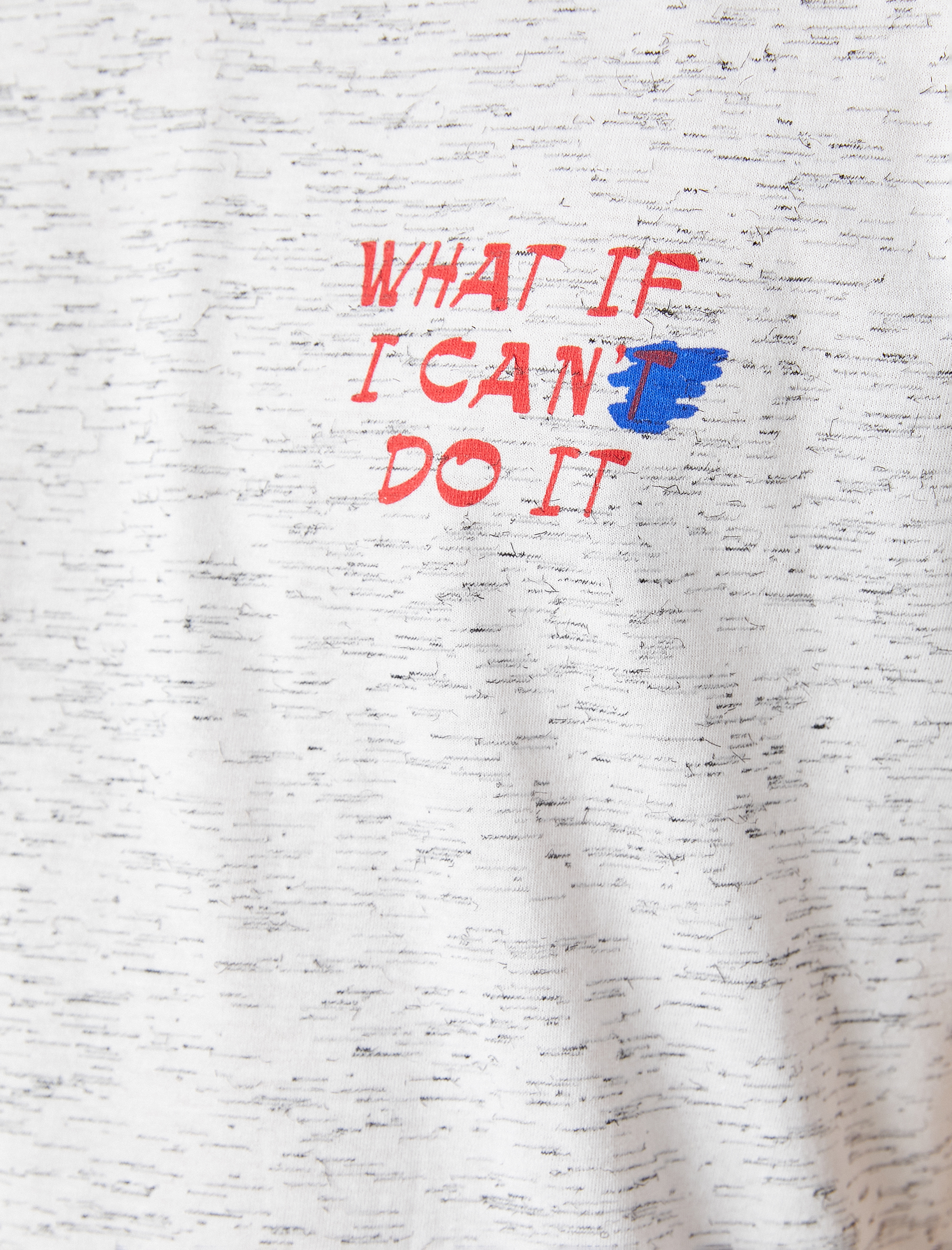   Kırçıllı Tişört Slogan Baskılı Dar Kesim