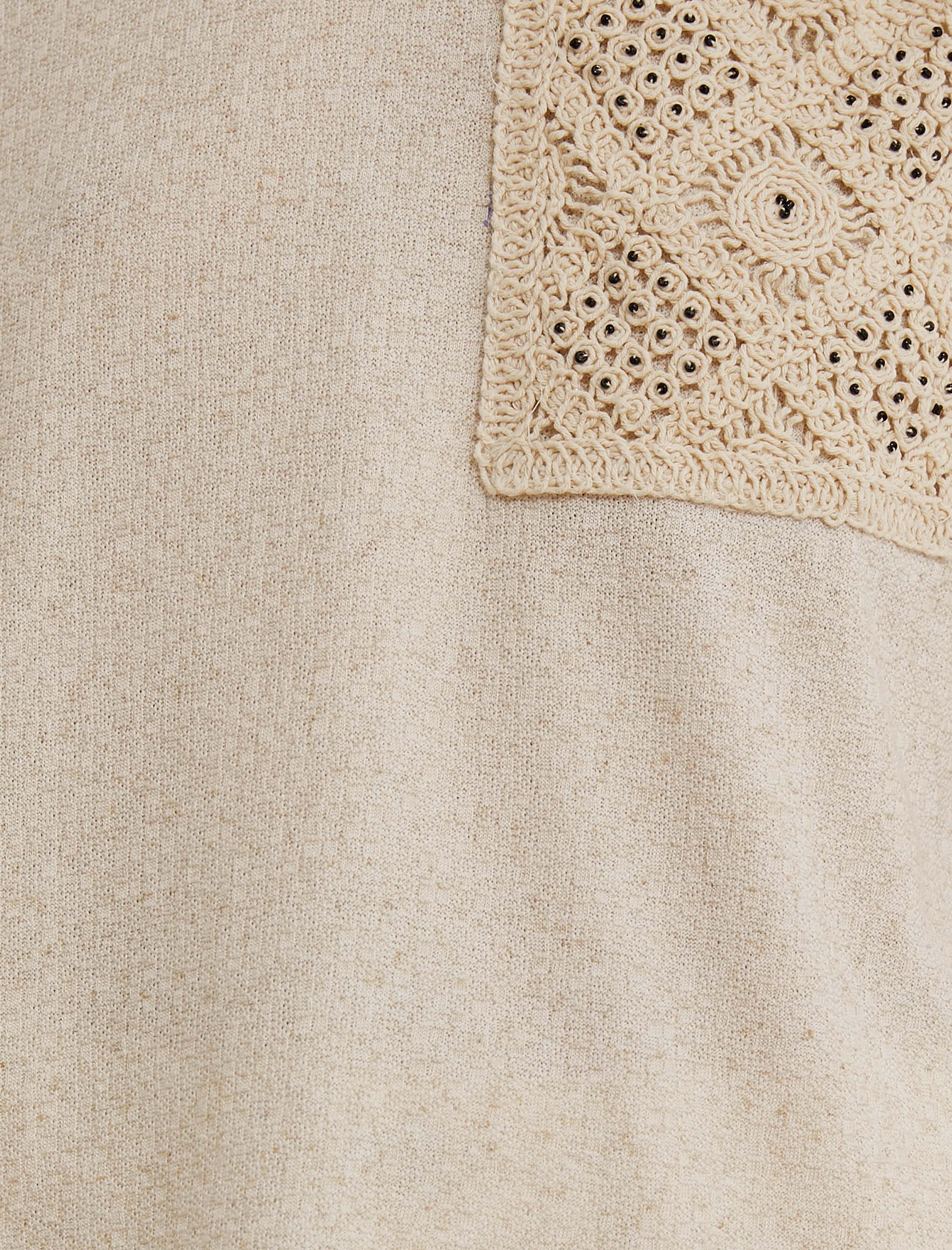   Kroşe Örgü Cepli Tişört Keten Karışımlı