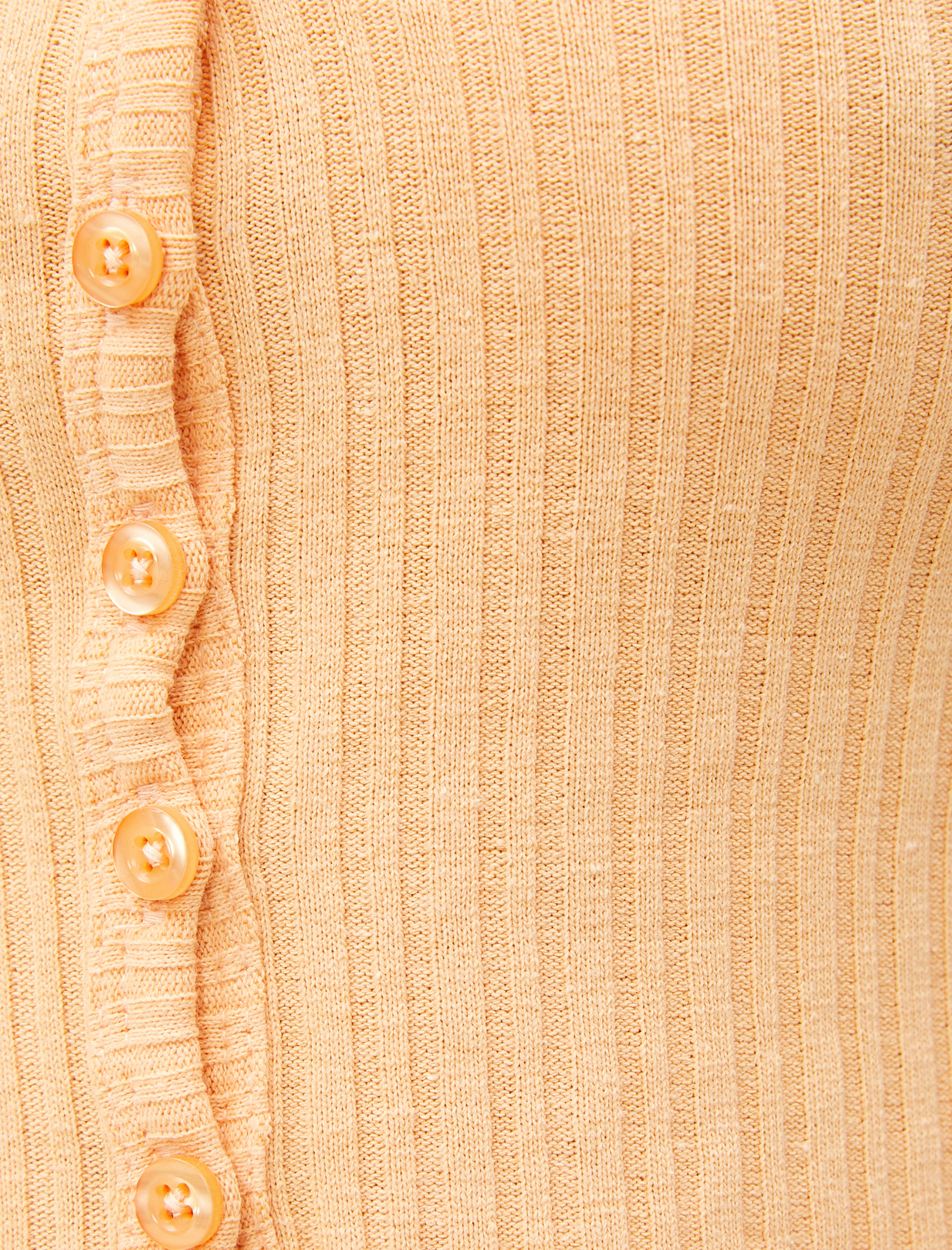   Crop Tişört V Yaka Kısa Kollu Düğmeli