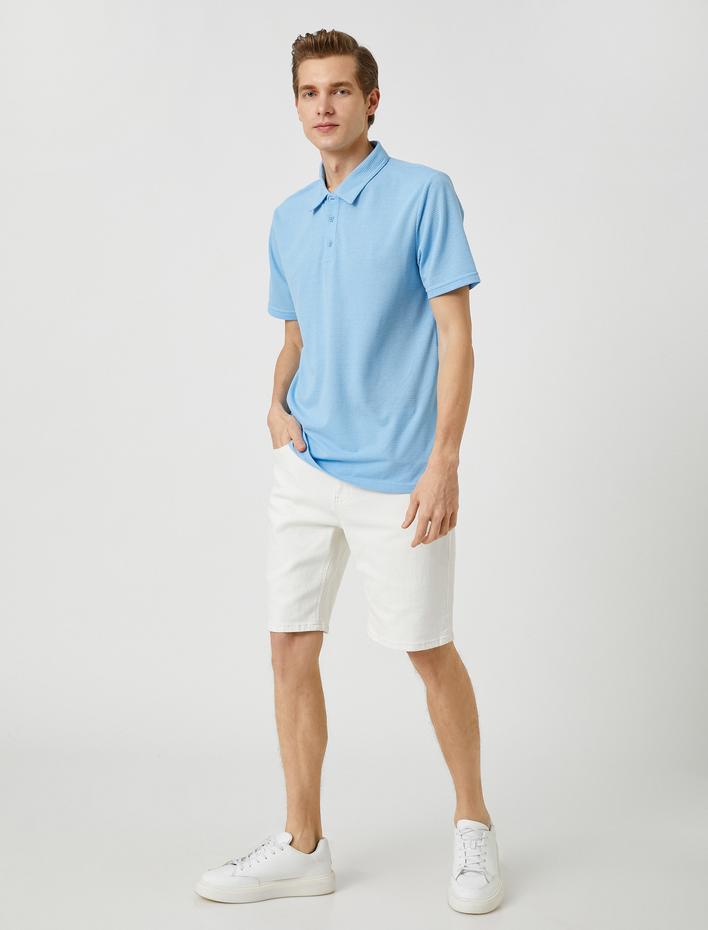  Basic Tişört Polo Yaka Düğmeli Kısa Kollu