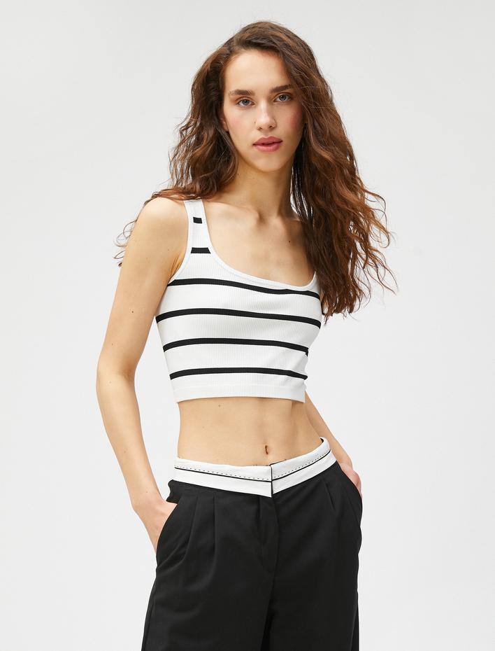  Crop Atlet Kare Yaka Askılı Fitilli