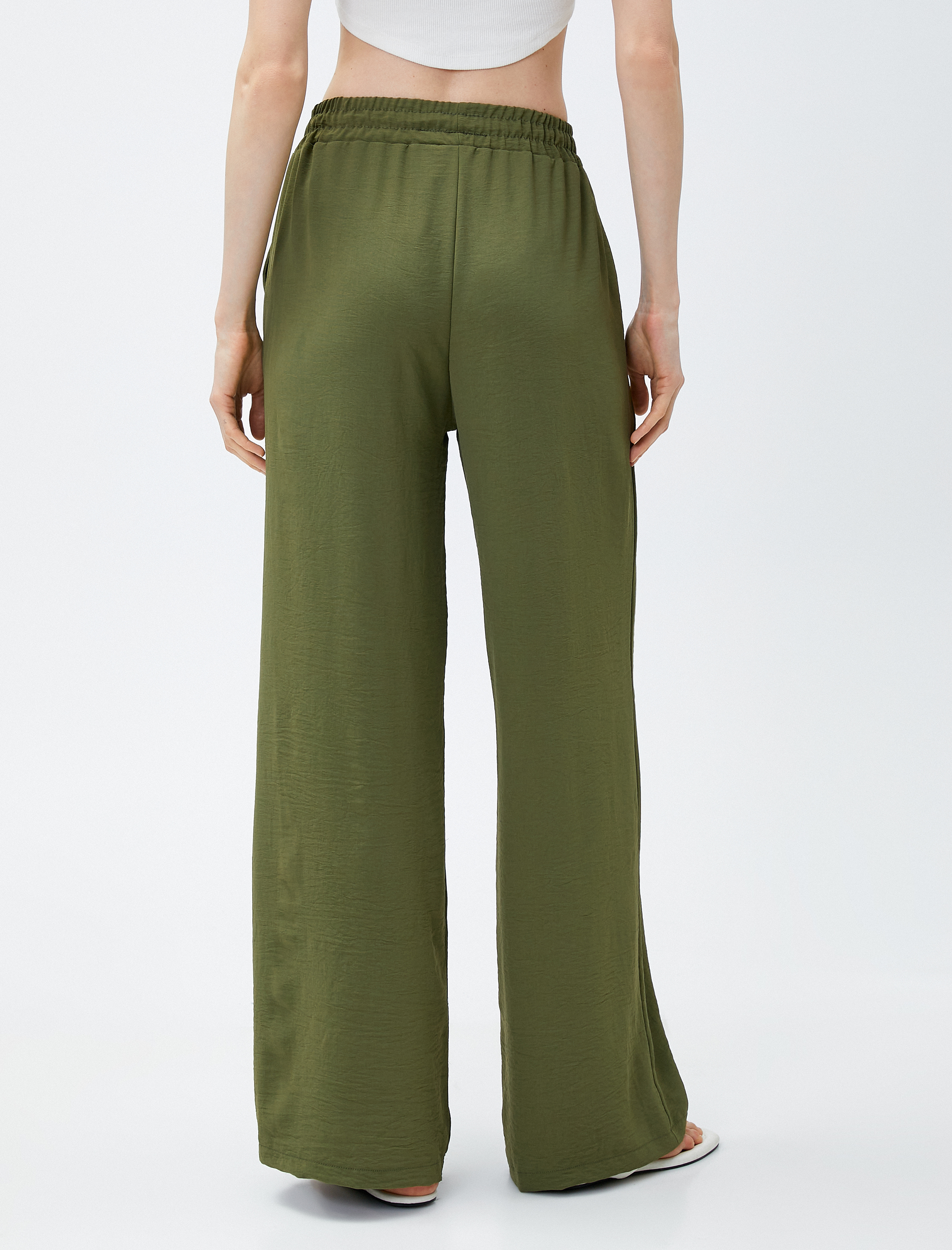   Rahat Pantolon Bol Paça Beli Bağlamalı