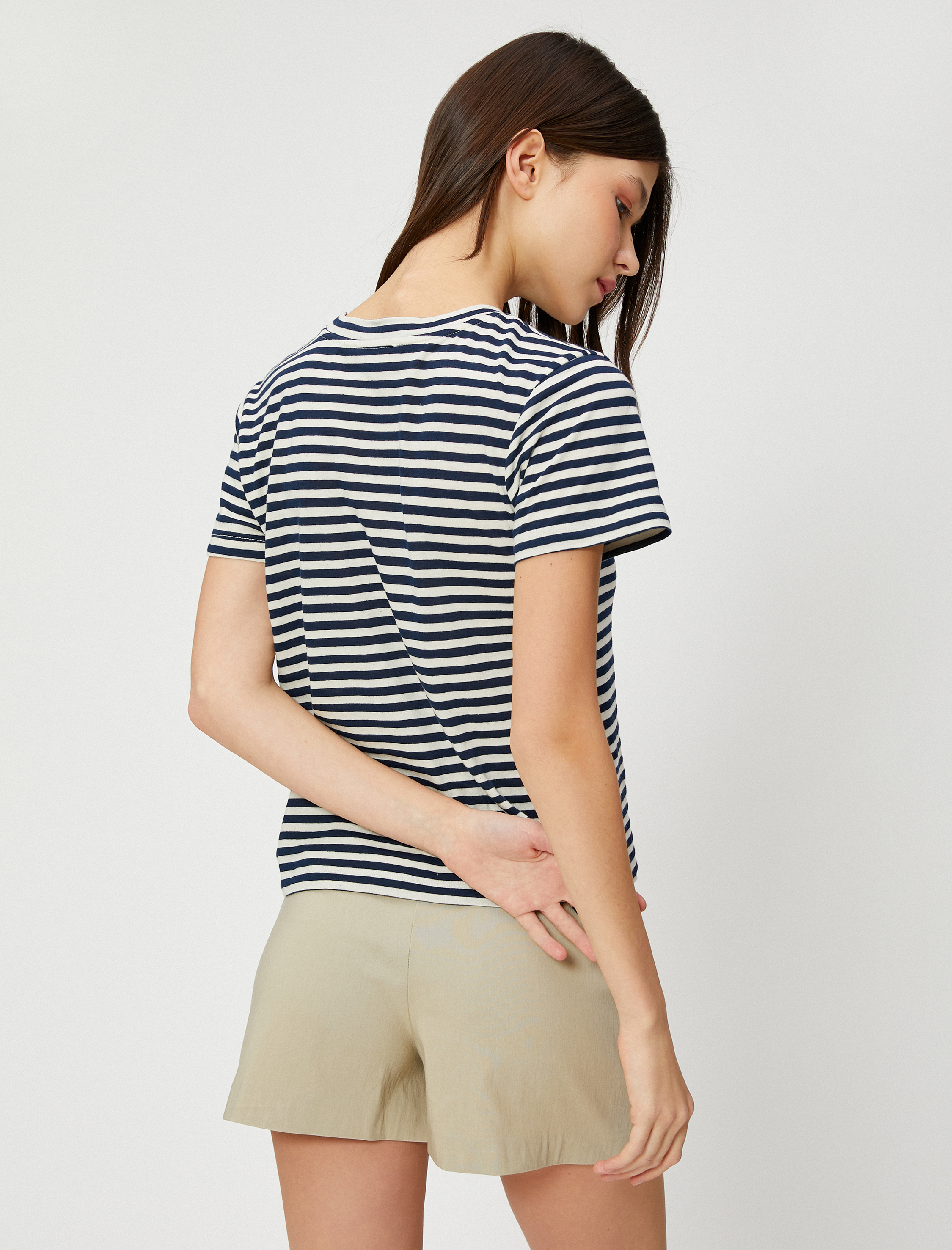   Bisiklet Yaka Tişört Kısa Kollu Viskon Karışımlı