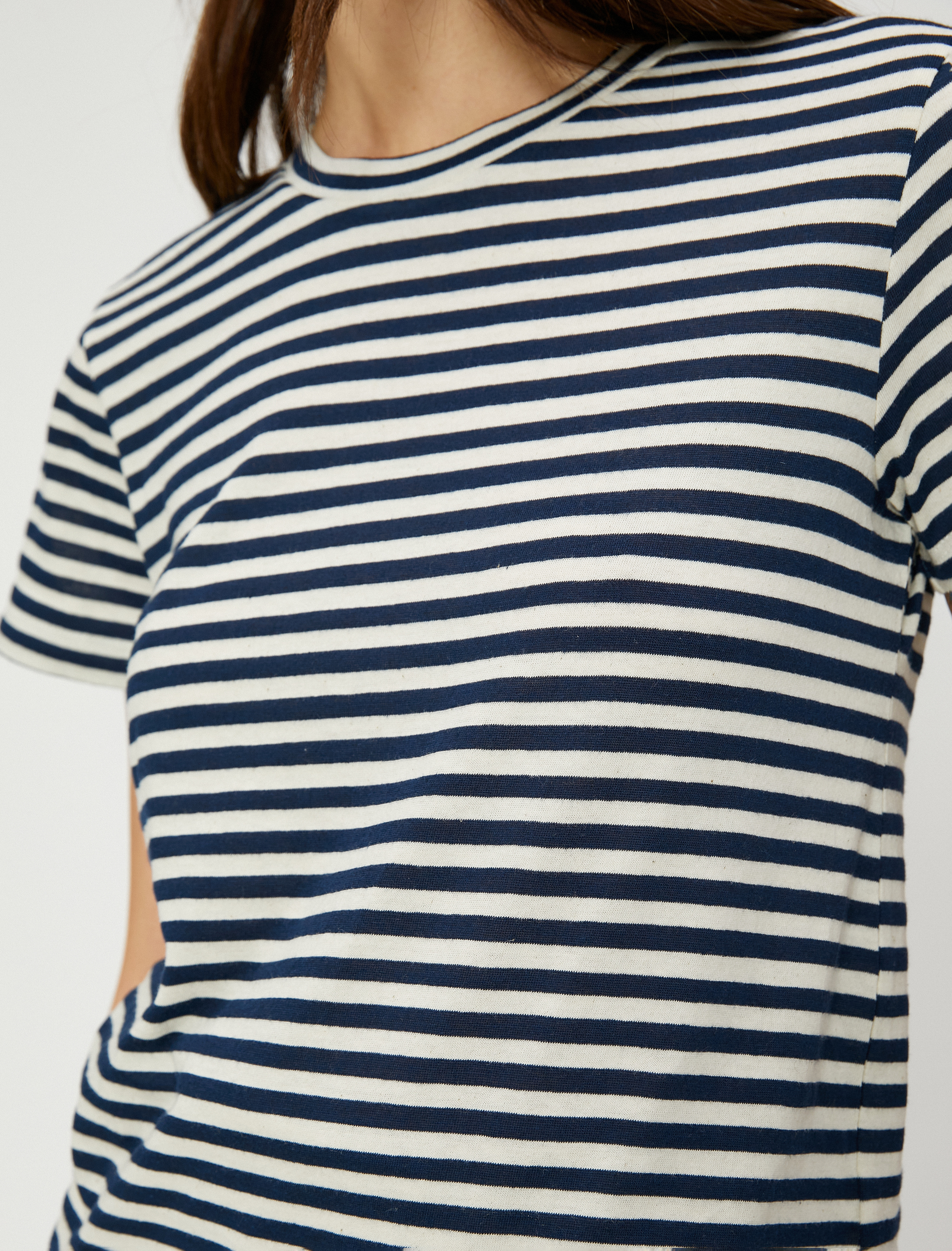   Bisiklet Yaka Tişört Kısa Kollu Viskon Karışımlı