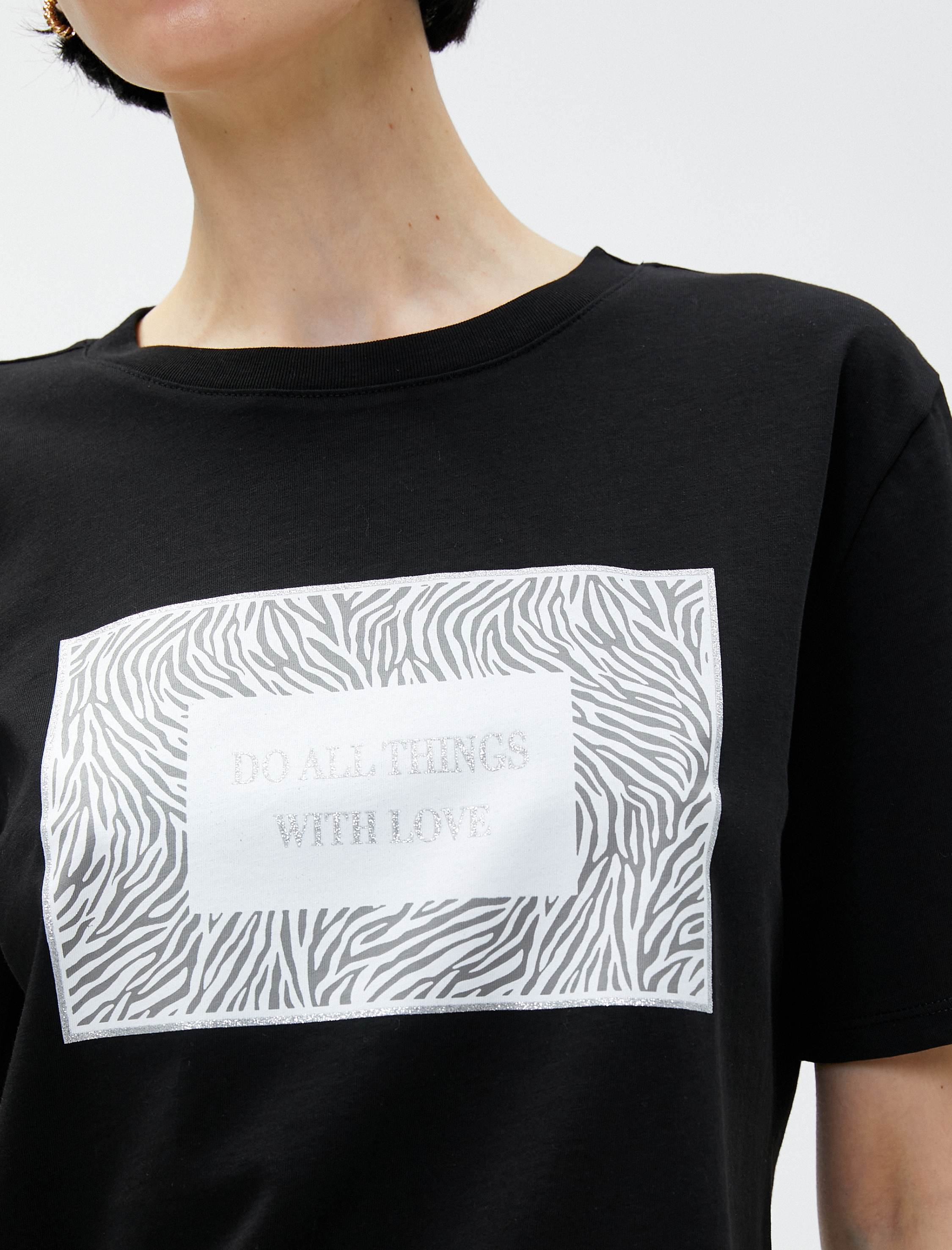   Baskılı Tişört Bisiklet Yaka Pamuklu