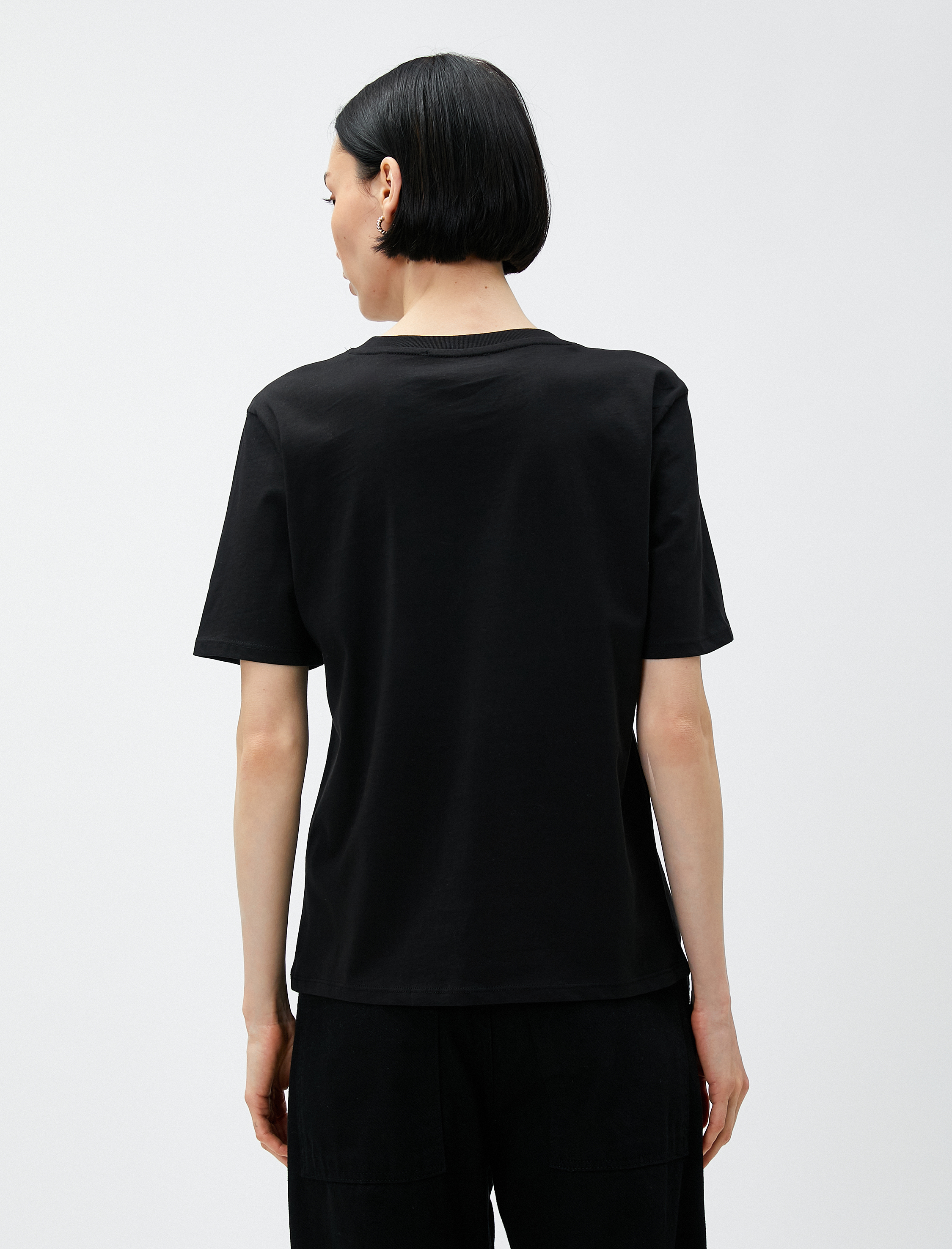   Baskılı Tişört Bisiklet Yaka Pamuklu