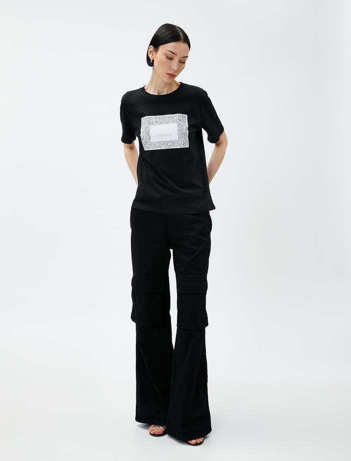  Baskılı Tişört Bisiklet Yaka Pamuklu