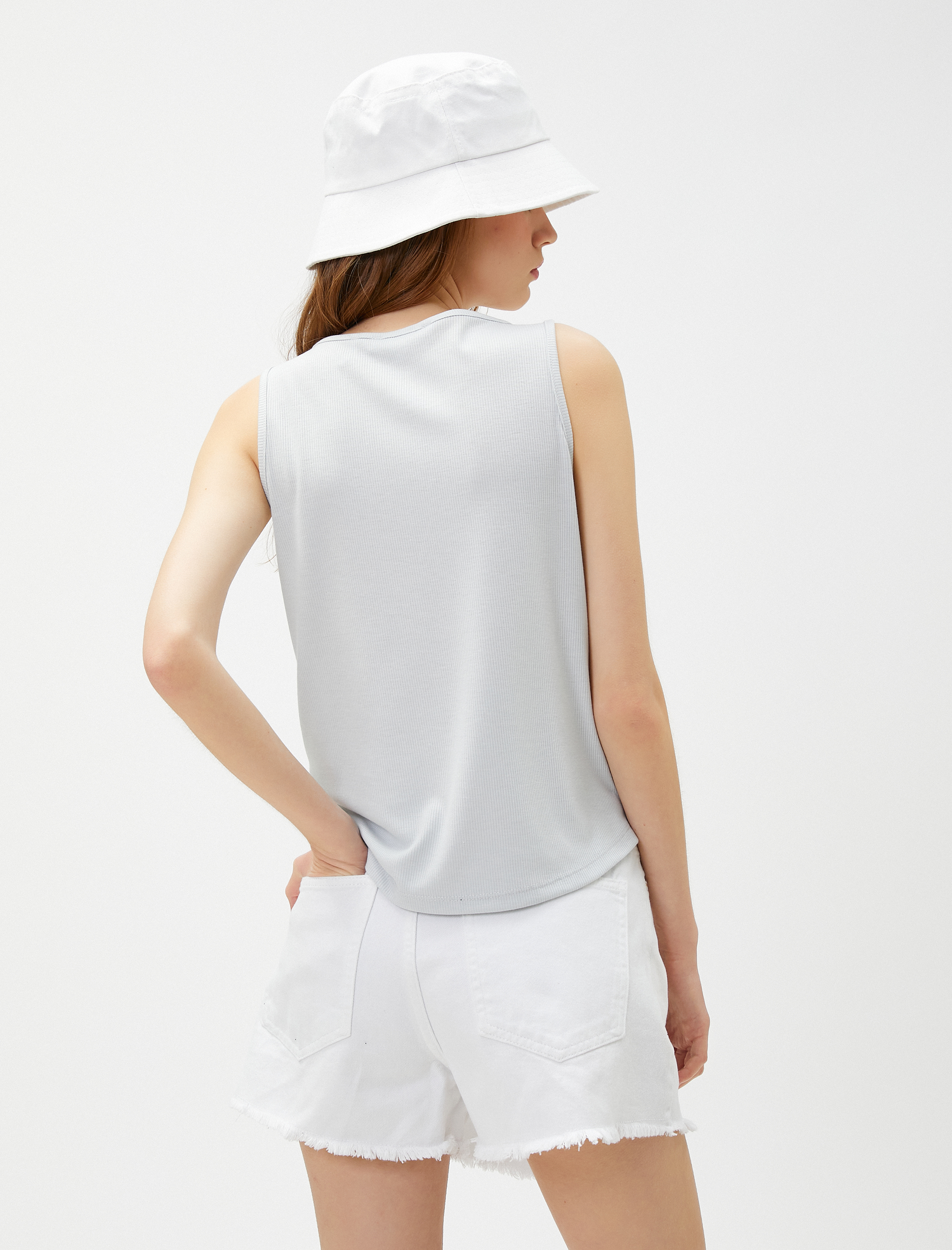   Slogan Baskılı Atlet Bisiklet Yaka Fitilli