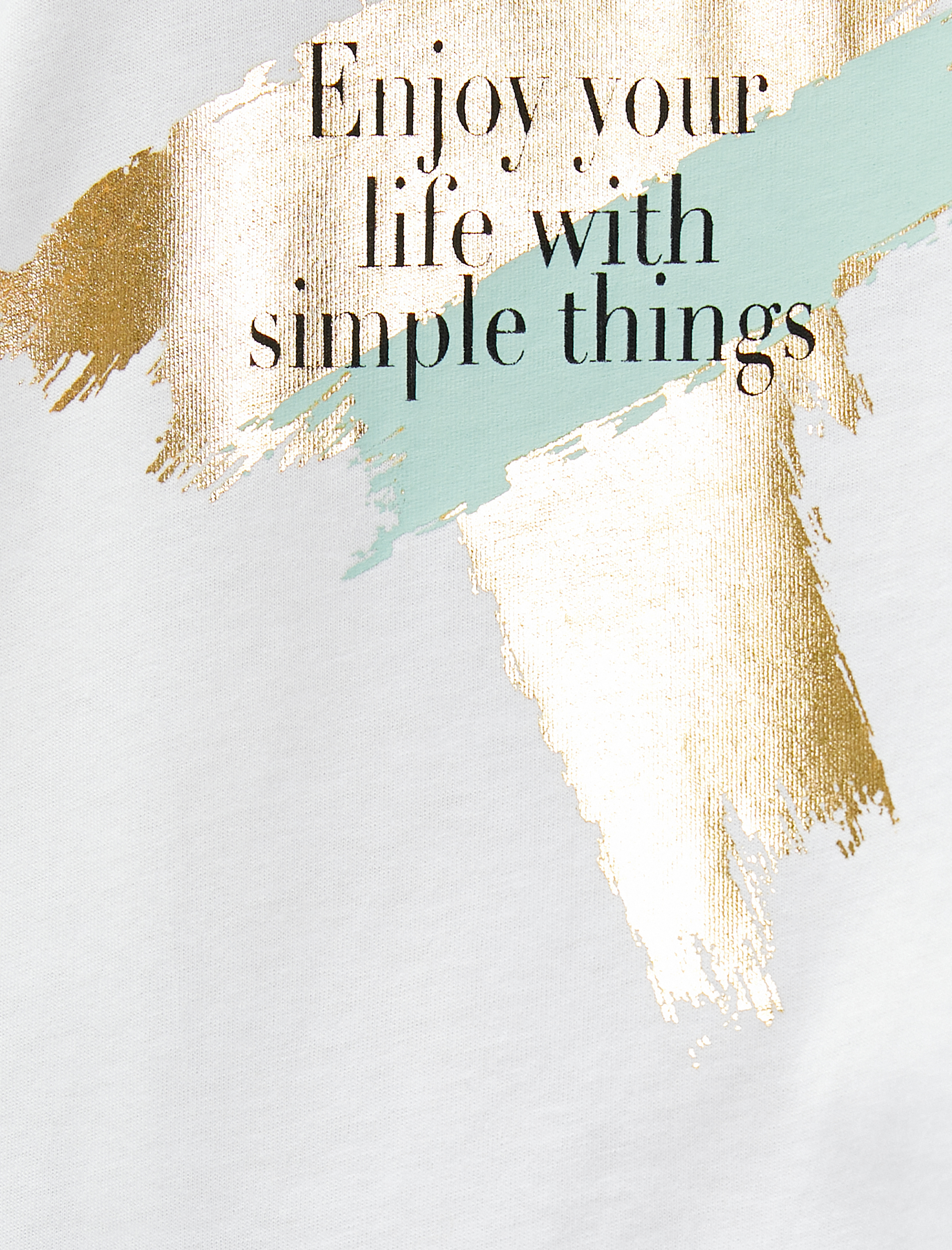   Parlak Baskılı Tişört V Yaka Pamuklu