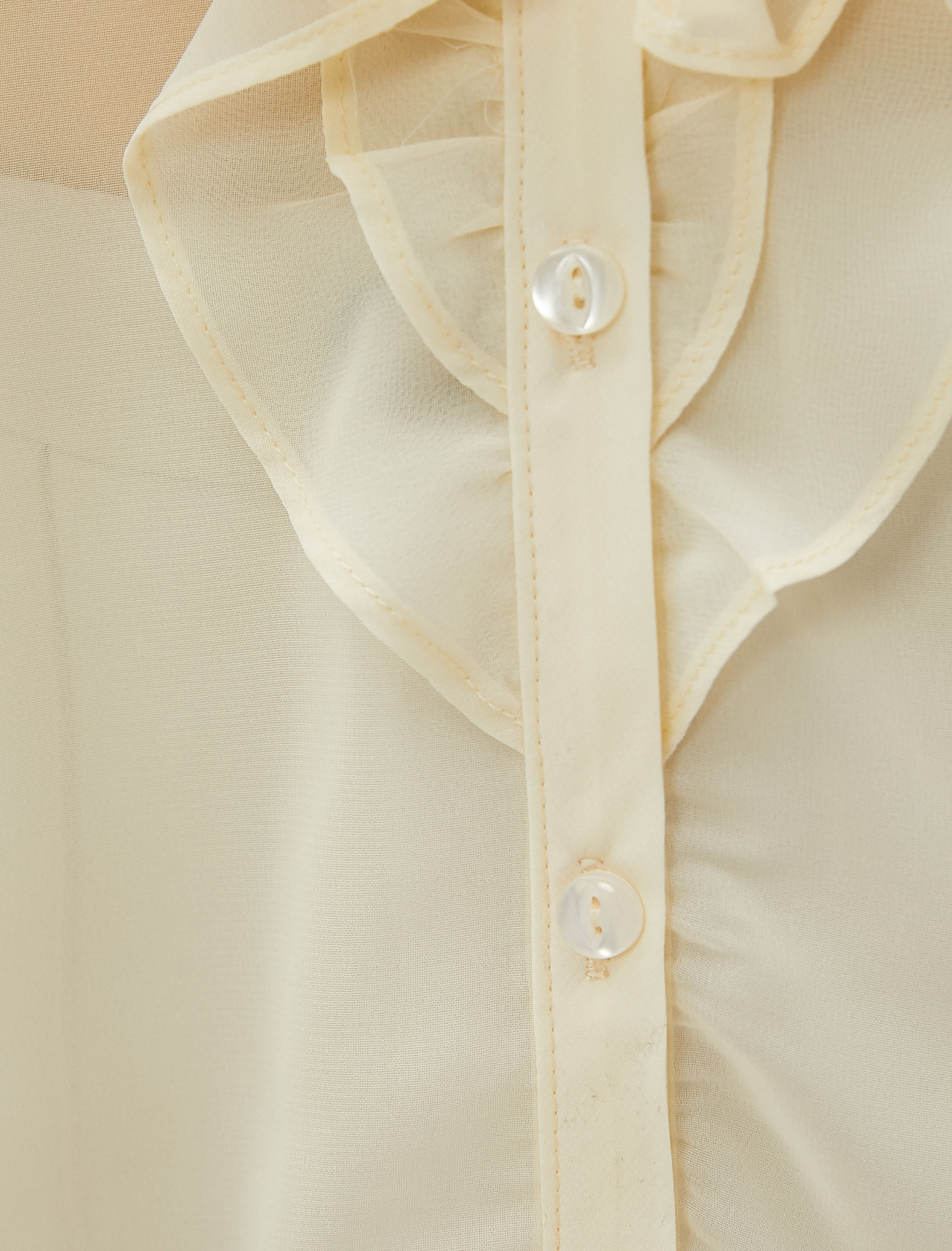   Şifon Gömlek Fırfırlı Uzun Kollu