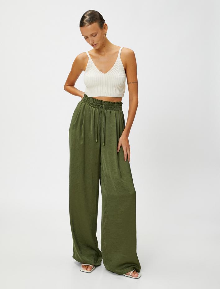  Palazzo Pantolon Beli Bağlamalı